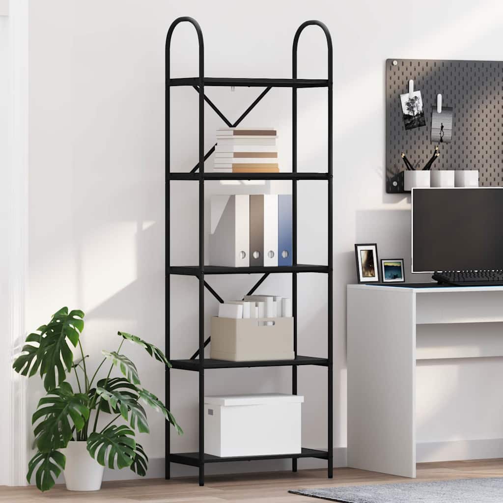 Ράφι Βιβλίων Μαύρη Οξυά 60 x 30 x 183 εκ Επεξεργασμένο ξύλο - Pakobazaar