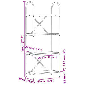 Ράφι Βιβλίων 4 επιπέδων 60 x 30 x 146 εκ Επεξεργασμένο ξύλο