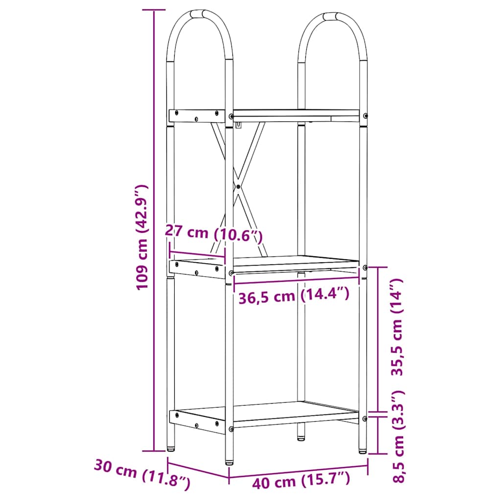 Ράφι Βιβλίων Artisan Oak 40 x 30 x 109 εκ Επεξεργασμένο ξύλο