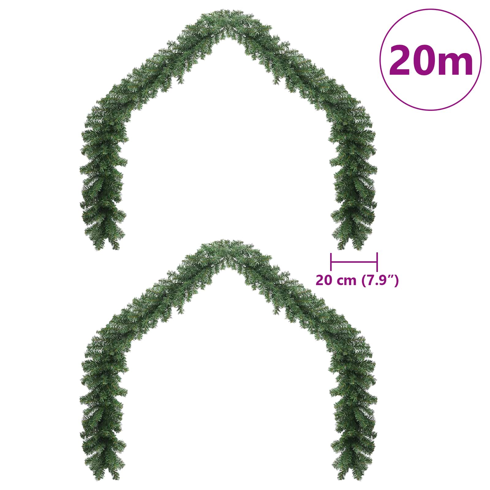 Χριστουγεννιάτικη στεφάνη 2 pcs Πράσινο 20 m PVC