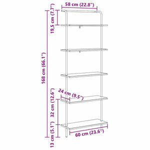 Ράφι Βιβλίων 5 επιπέδων 60 x 24 x 168 εκ. Επεξεργασμένο ξύλο