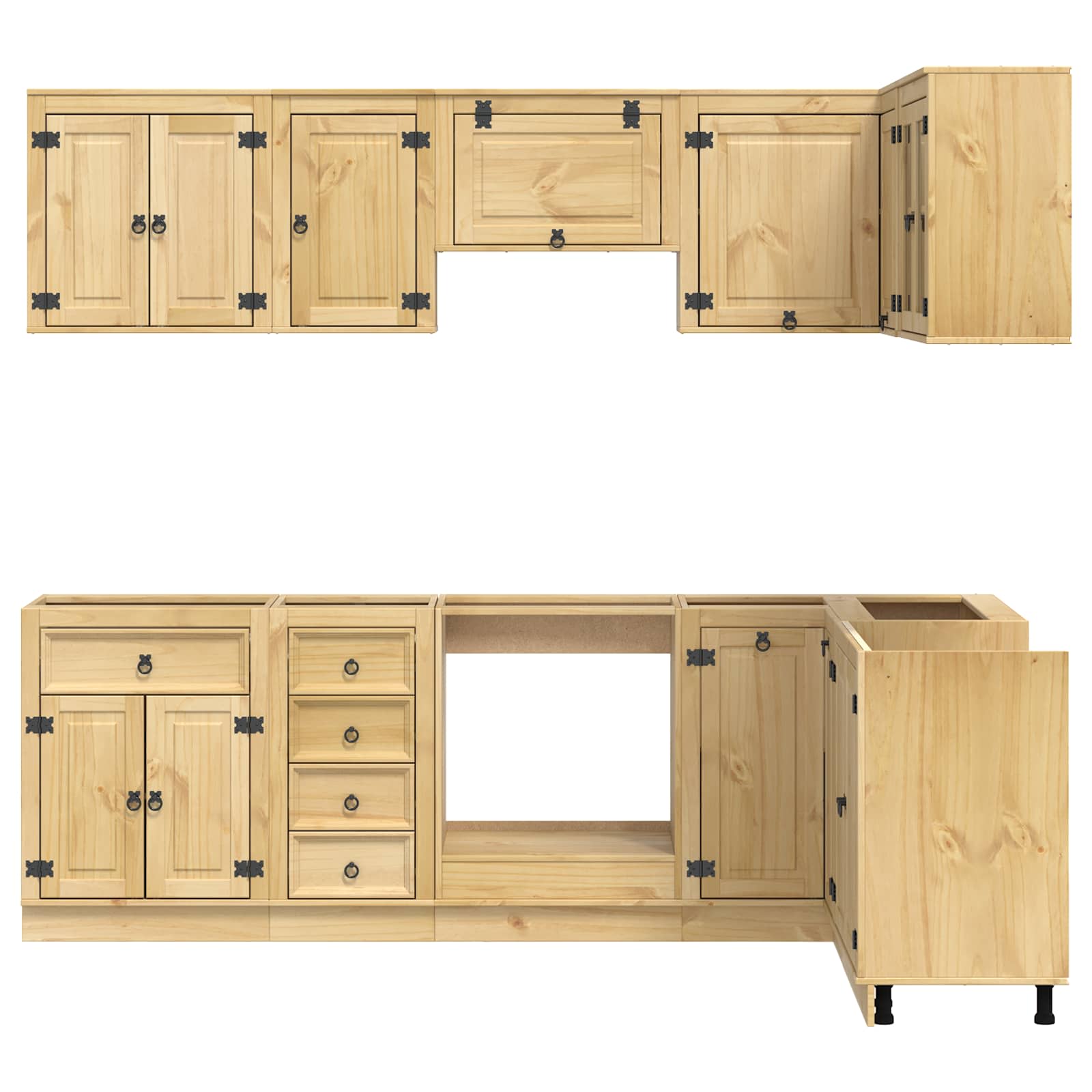 Ντουλαπιού με συρτάρι SKI 10 pcs Μέλι Καφέ Στερεά ξυλεία πεύκου