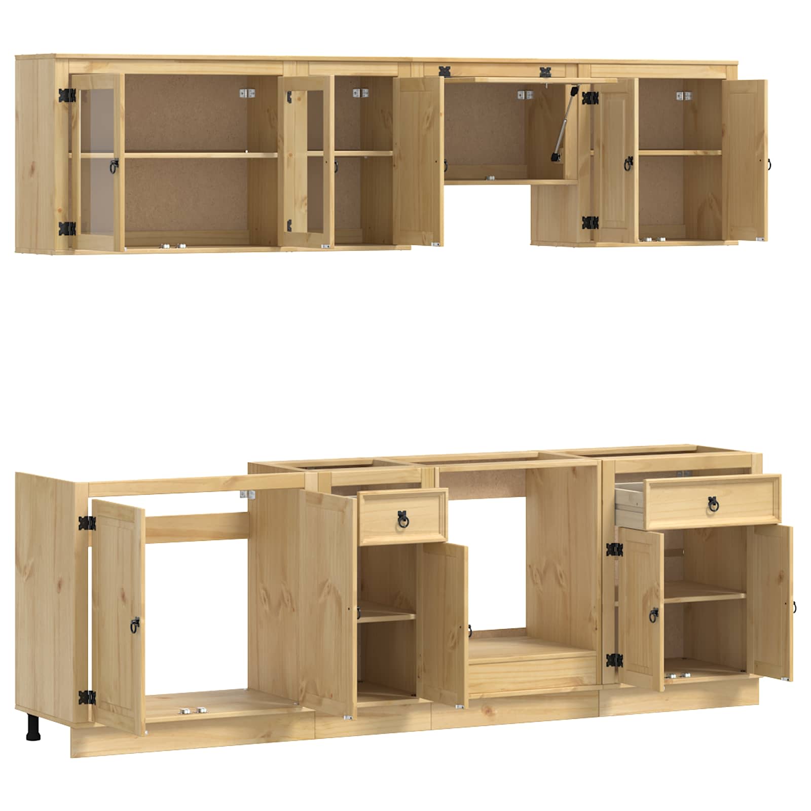 Ντουλαπιού με συρτάρι SKI 8 pcs Μέλι Καφέ Στερεά ξυλεία πεύκου