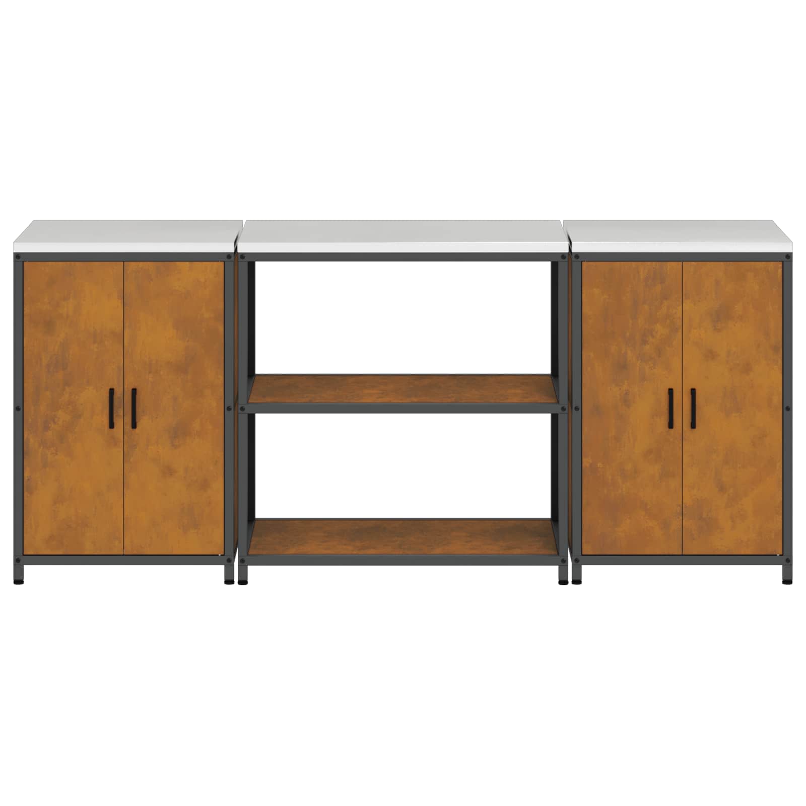 Σετ Αποθήκευσης Κουζίνας με ράφι με αποθήκευση 3 pcs Σκ rusty