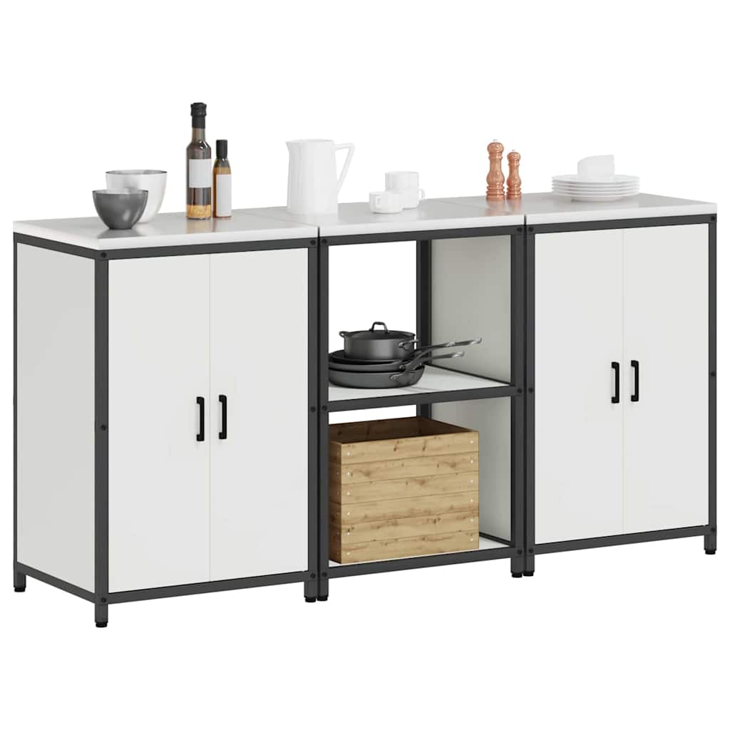 Σετ Αποθήκευσης Κουζίνας 3 pcs Λευκό Ψυχρής έλασης χάλυβας