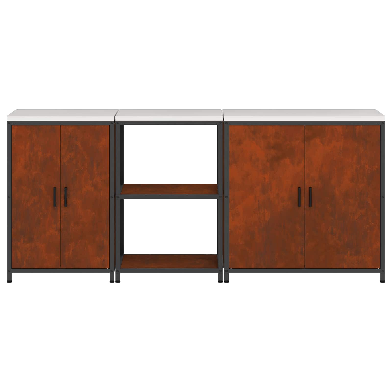 Σετ Αποθήκευσης Κουζίνας με ράφι με αποθήκευση 3 pcs Σκ rusty