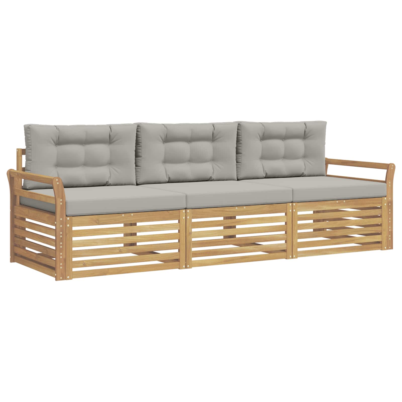 Σειρά Καναπέ Εξωτερικού 3 pcs Λευκό και Ανοιχτό Γκρι - Pakobazaar