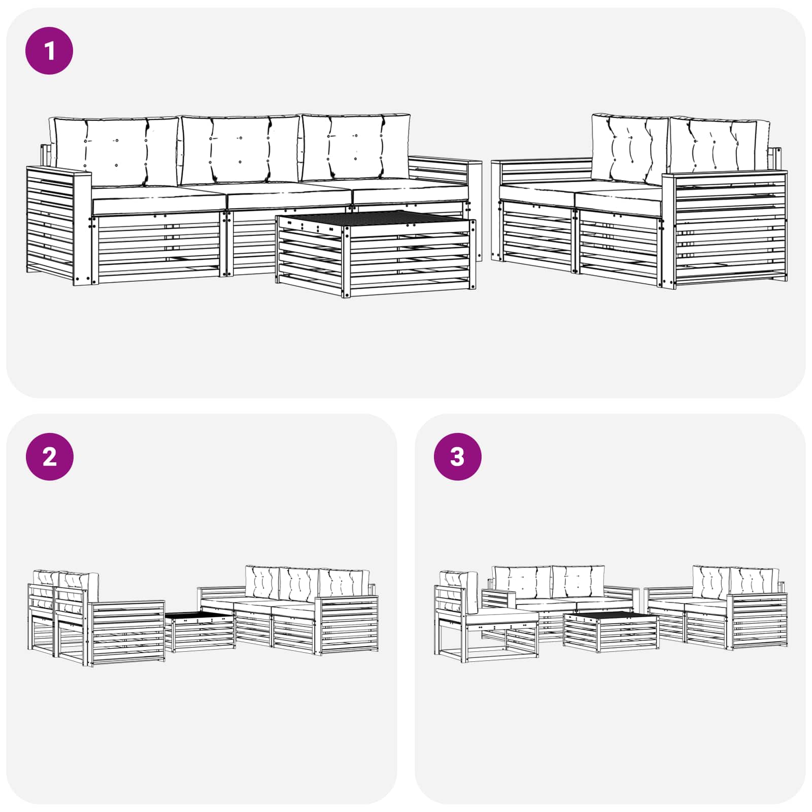 Σειρά Καναπέ Εξωτερικού 6 pcs Λευκό και Ανοιχτό Γκρι - Pakobazaar