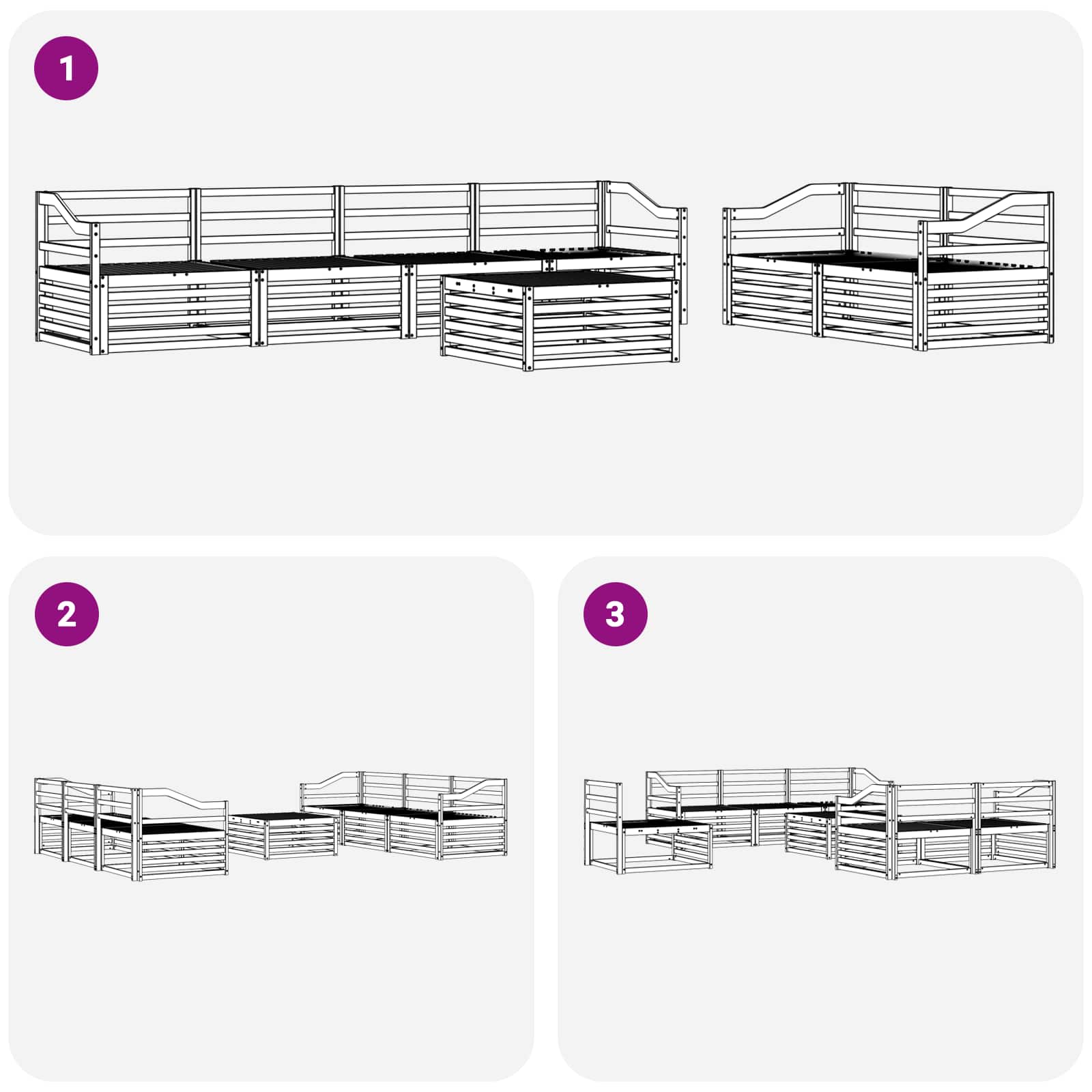 Σειρά Καναπέ Εξωτερικού 7 pcs Λευκό 79 x 79 x 37 εκ