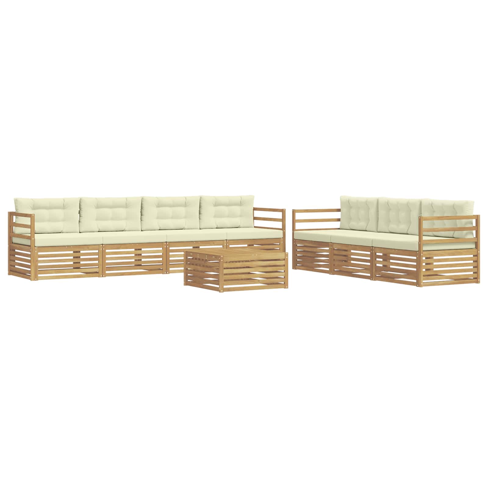 Σειρά Καναπέ Εξωτερικού 8 pcs Λευκό και Κρεμ 79 x 79 x 37 εκ - Pakobazaar