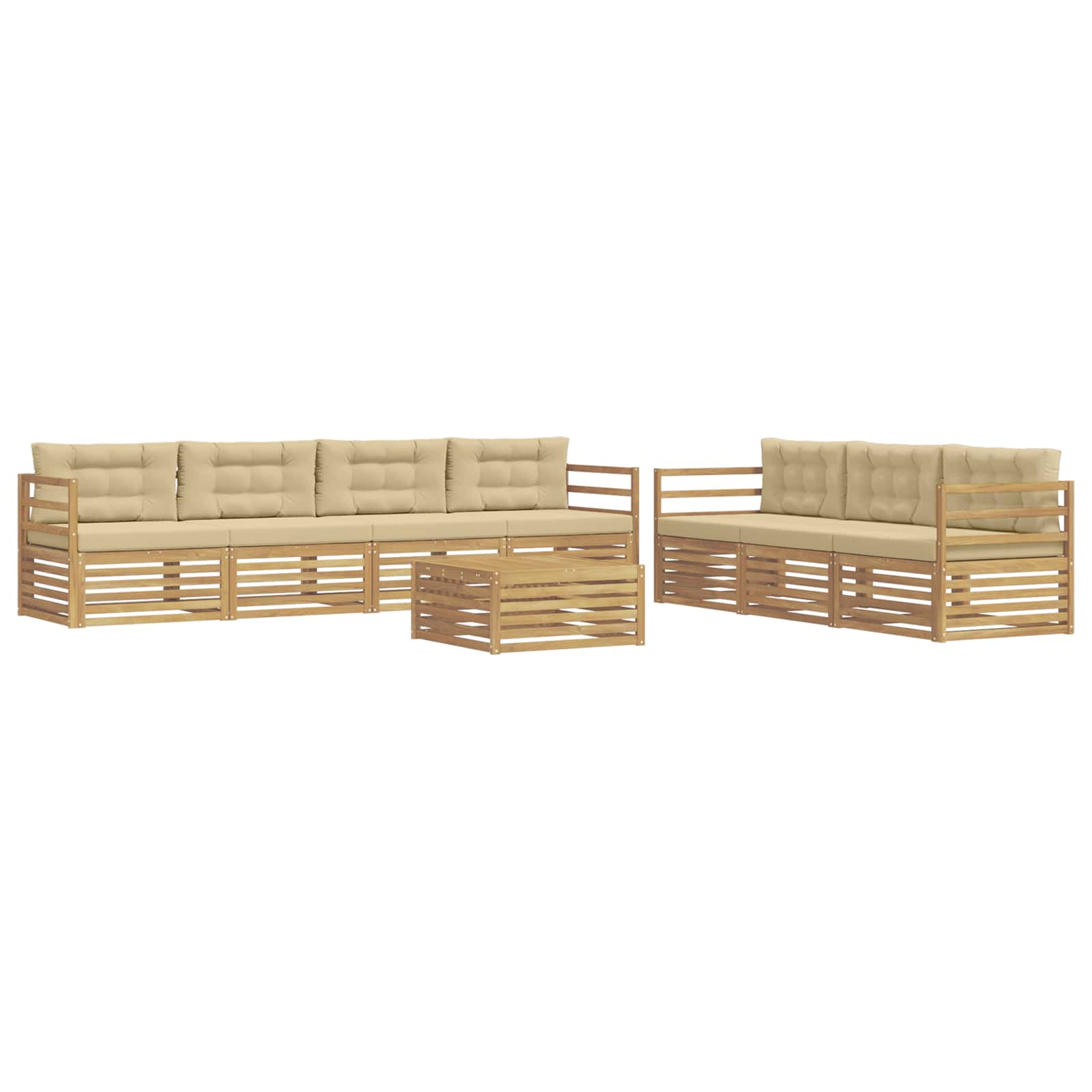 Σειρά Καναπέ Εξωτερικού 8 pcs Λευκό και Μπεζ 79 x 79 x 37 εκ - Pakobazaar