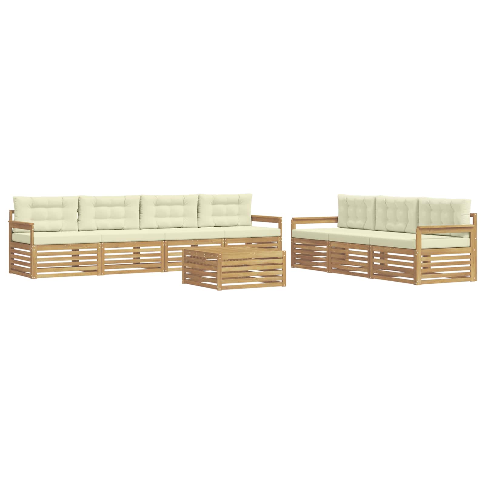 Σειρά Καναπέ Εξωτερικού 8 pcs Λευκό και Κρεμ 79 x 79 x 37 εκ - Pakobazaar