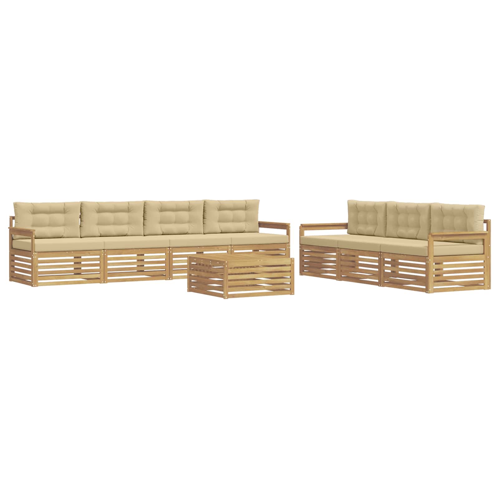 Σειρά Καναπέ Εξωτερικού 8 pcs Λευκό και Μπεζ 79 x 79 x 37 εκ - Pakobazaar
