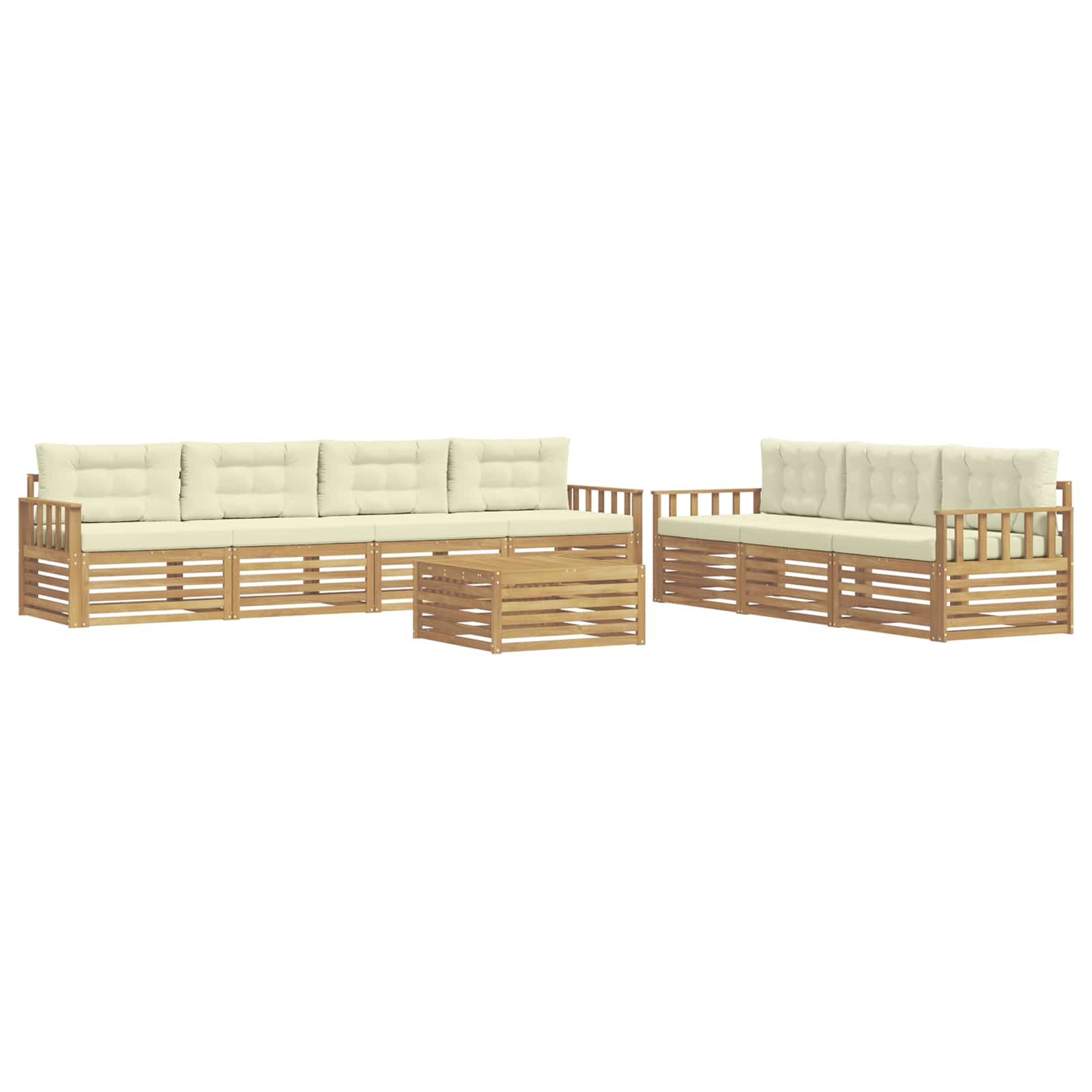 Σειρά Καναπέ Εξωτερικού 8 pcs Λευκό και Κρεμ 79 x 79 x 37 εκ - Pakobazaar