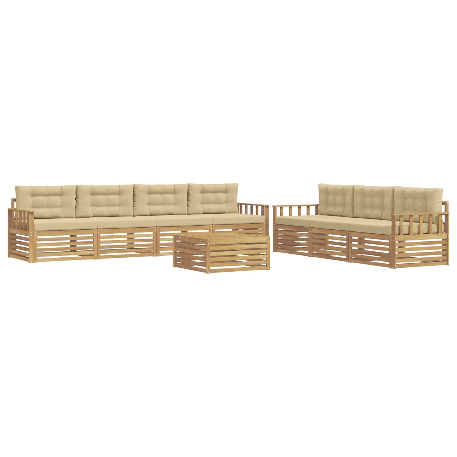 Σειρά Καναπέ Εξωτερικού 8 pcs Λευκό και Μπεζ 79 x 79 x 37 εκ - Pakobazaar