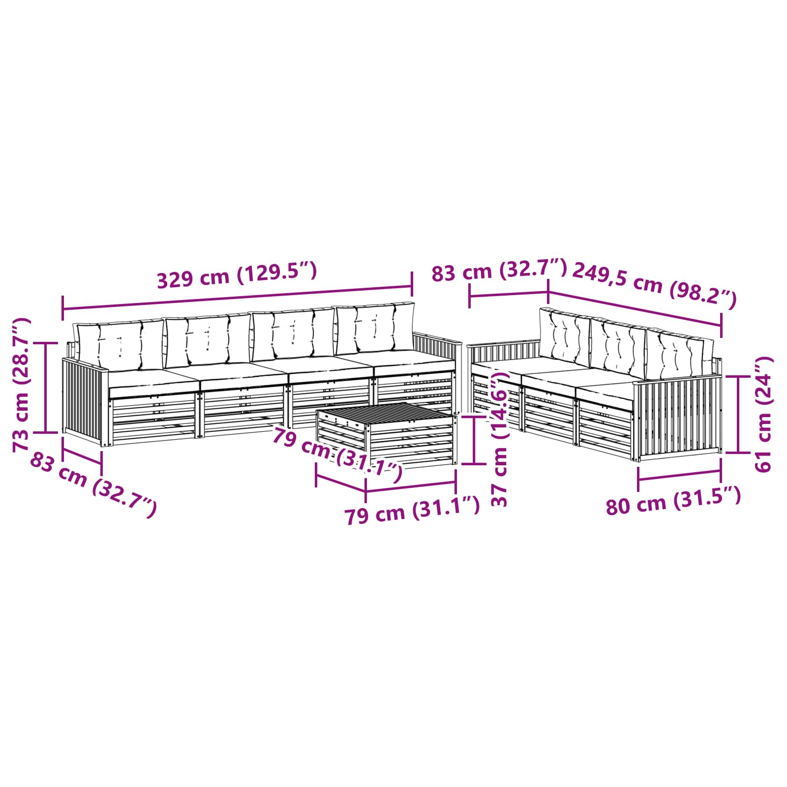 Σειρά Καναπέ Εξωτερικού 8 pcs Λευκό και Μπεζ - Pakobazaar