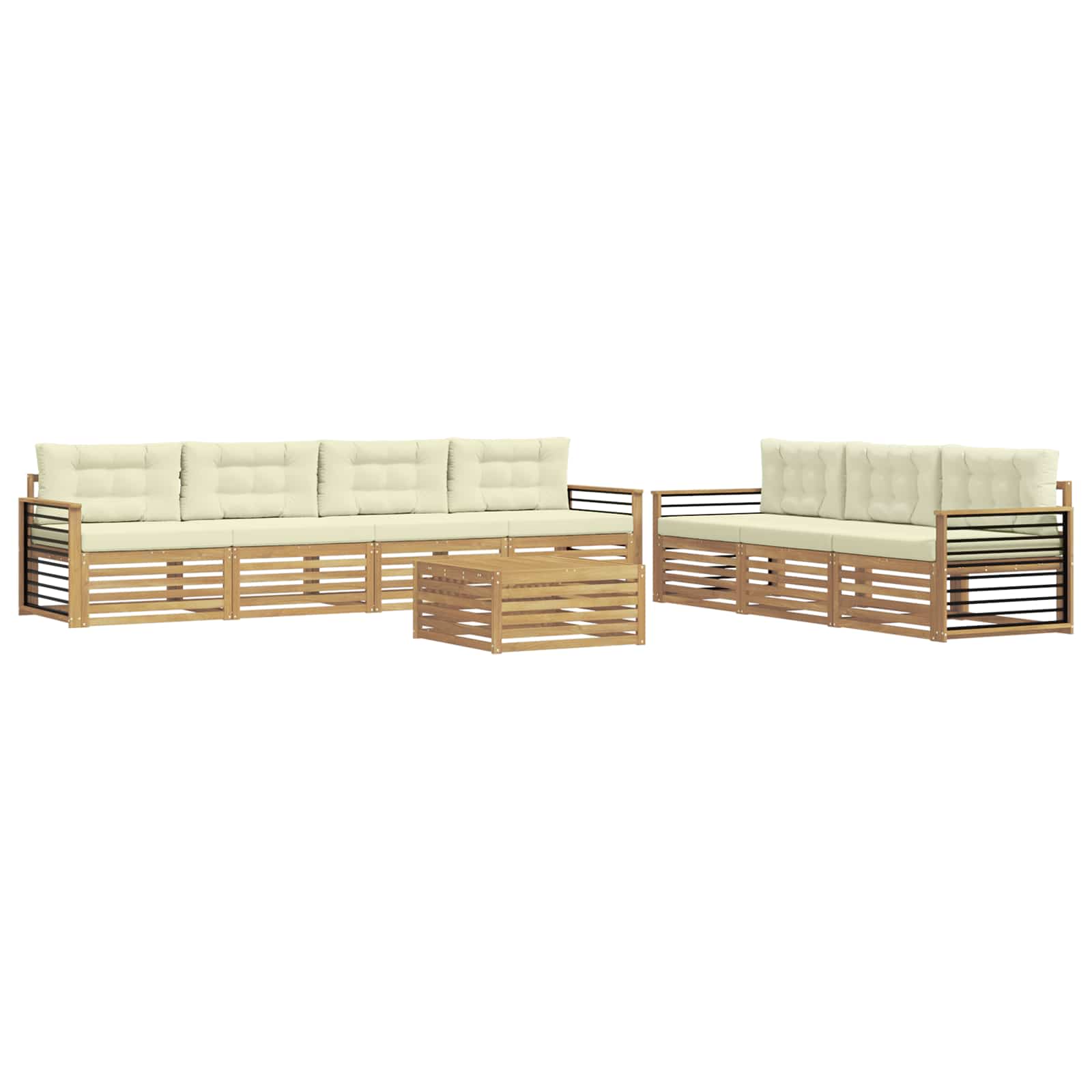 Σειρά Καναπέ Εξωτερικού 8 pcs Λευκό και Κρεμ 79 x 79 x 37 εκ - Pakobazaar