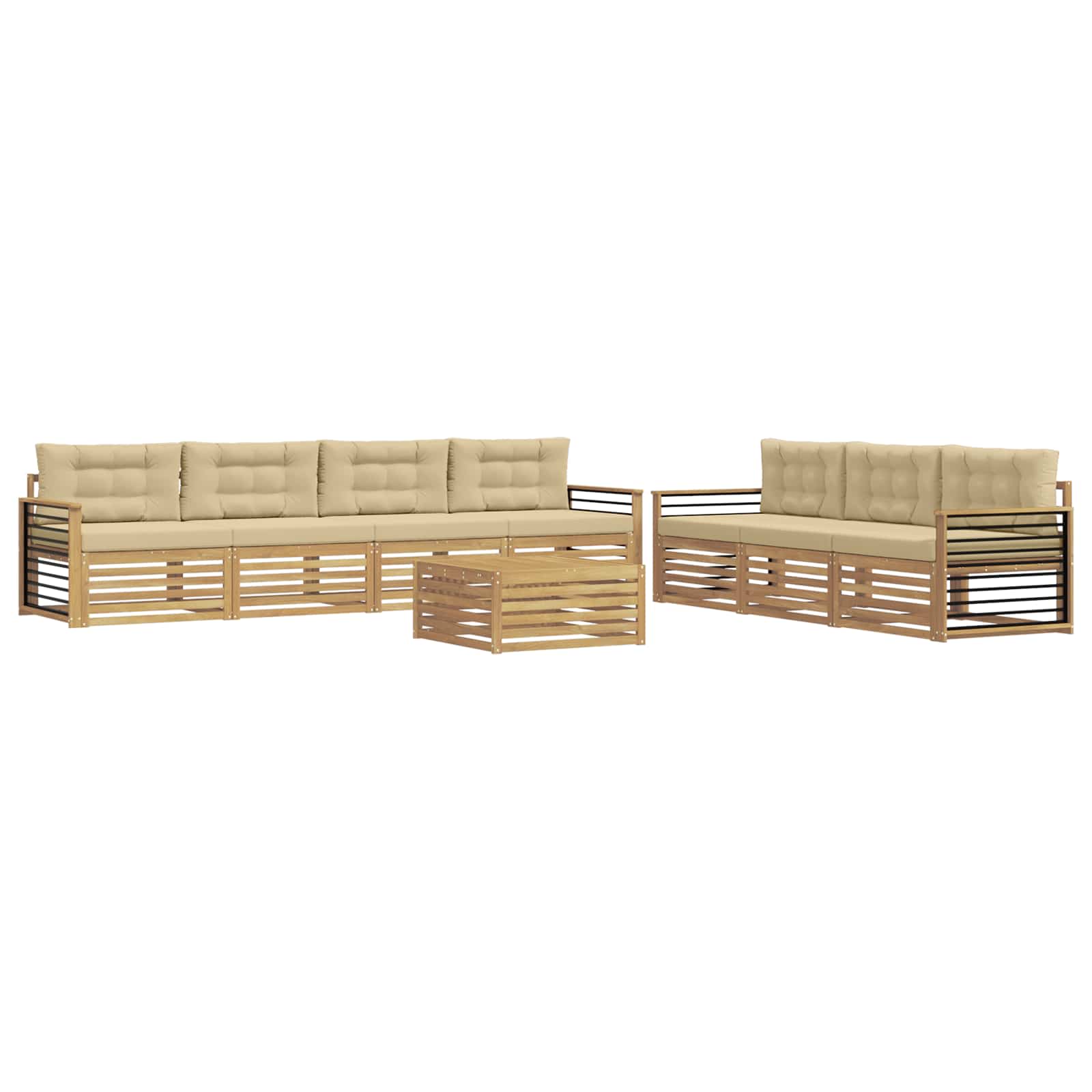 Σειρά Καναπέ Εξωτερικού 8 pcs Λευκό και Μπεζ 79 x 79 x 37 εκ - Pakobazaar