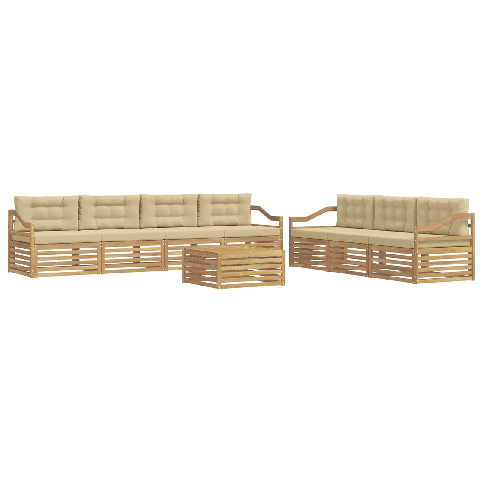 Σειρά Καναπέ Εξωτερικού 8 pcs Λευκό και Μπεζ 79 x 79 x 37 εκ - Pakobazaar