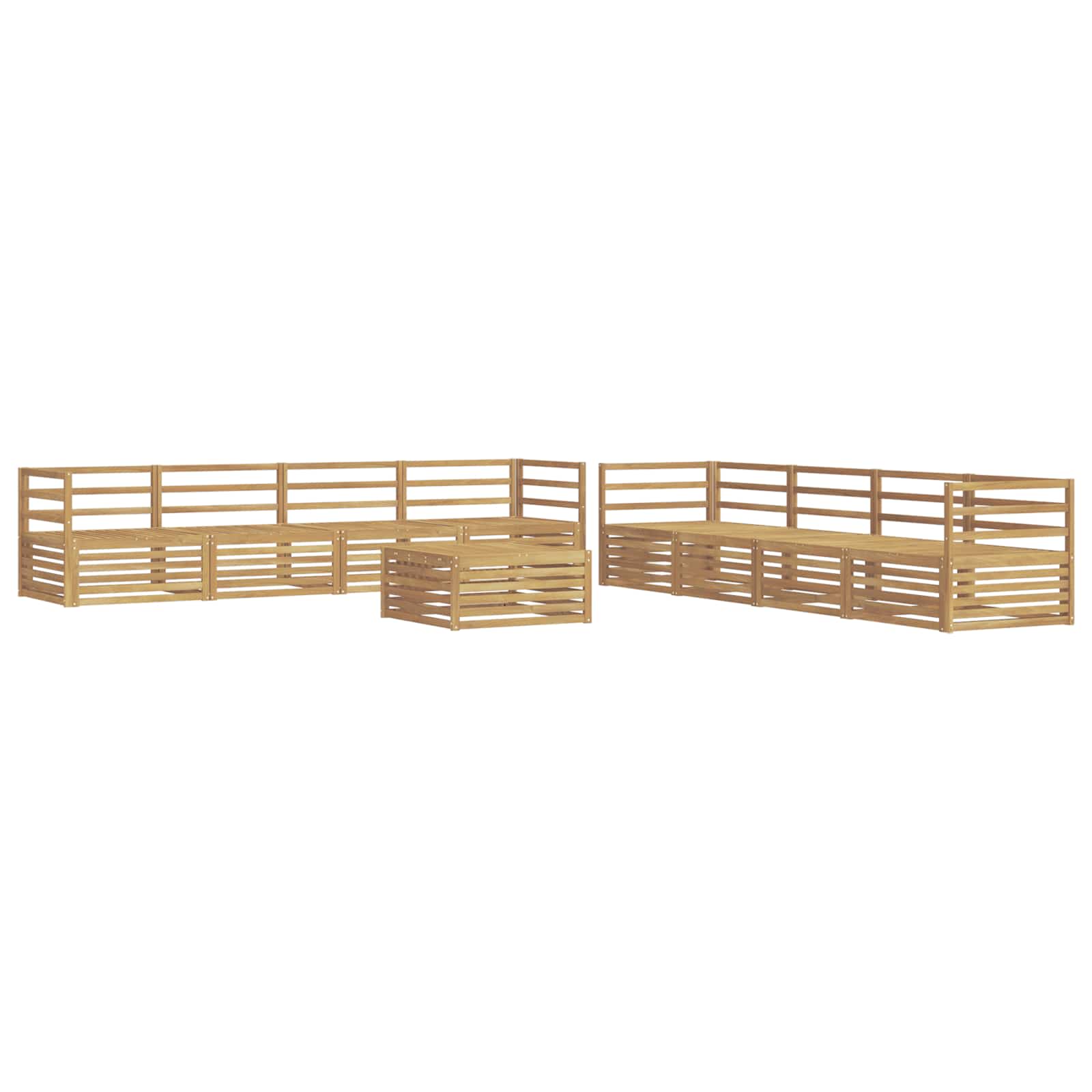 Σειρά Καναπέ Εξωτερικού 9 τμχ. Λευκό Στερεό Ξύλο Ακακίας