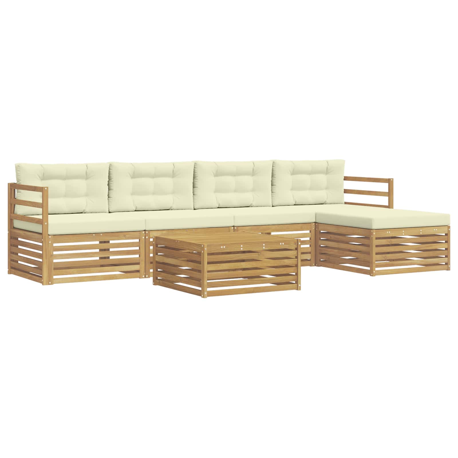 Σειρά Καναπέ Εξωτερικού 6 pcs Λευκό και Κρεμ 79 x 79 x 37 εκ - Pakobazaar