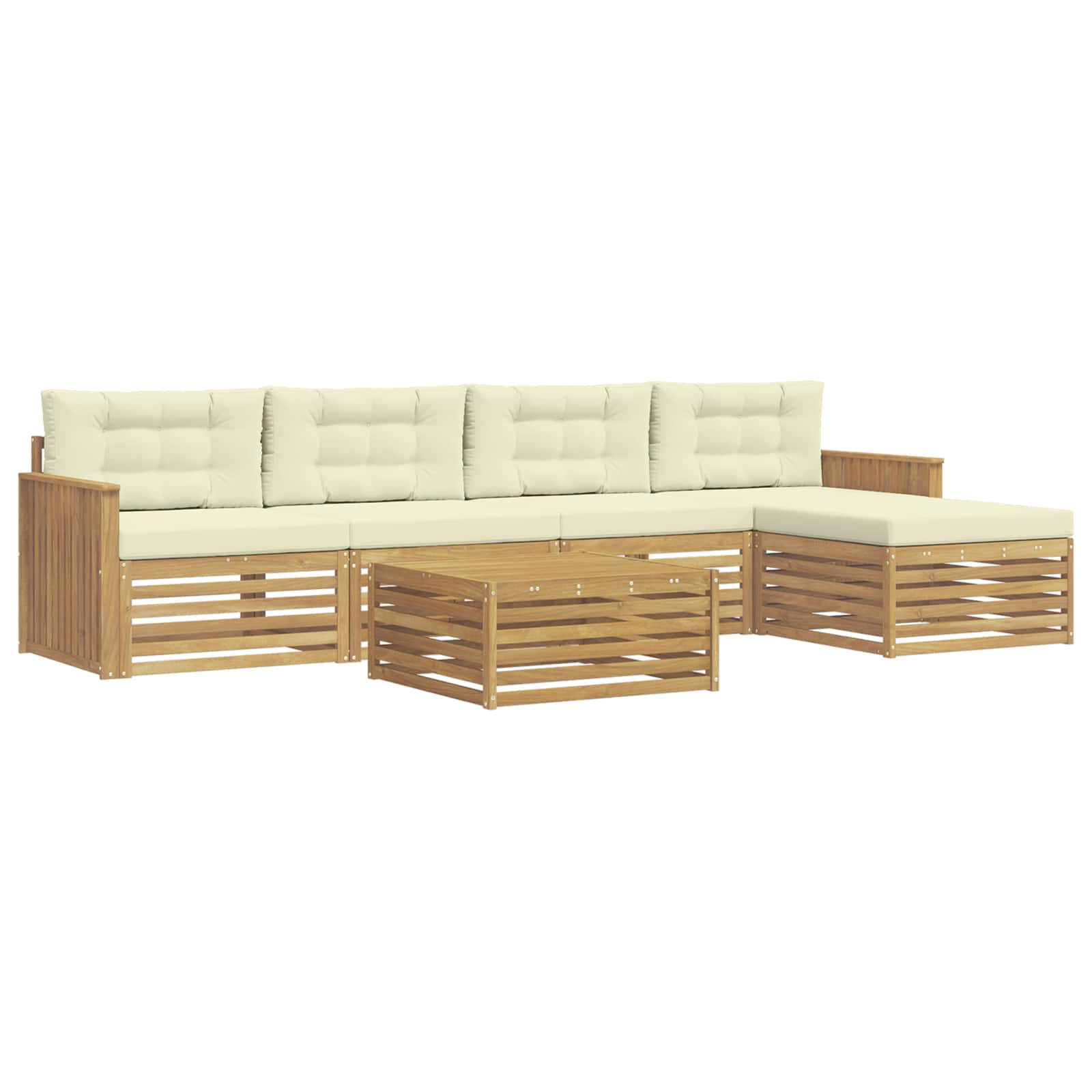 Σειρά Καναπέ Εξωτερικού 6 pcs Λευκό και Κρεμ 79 x 79 x 37 εκ - Pakobazaar