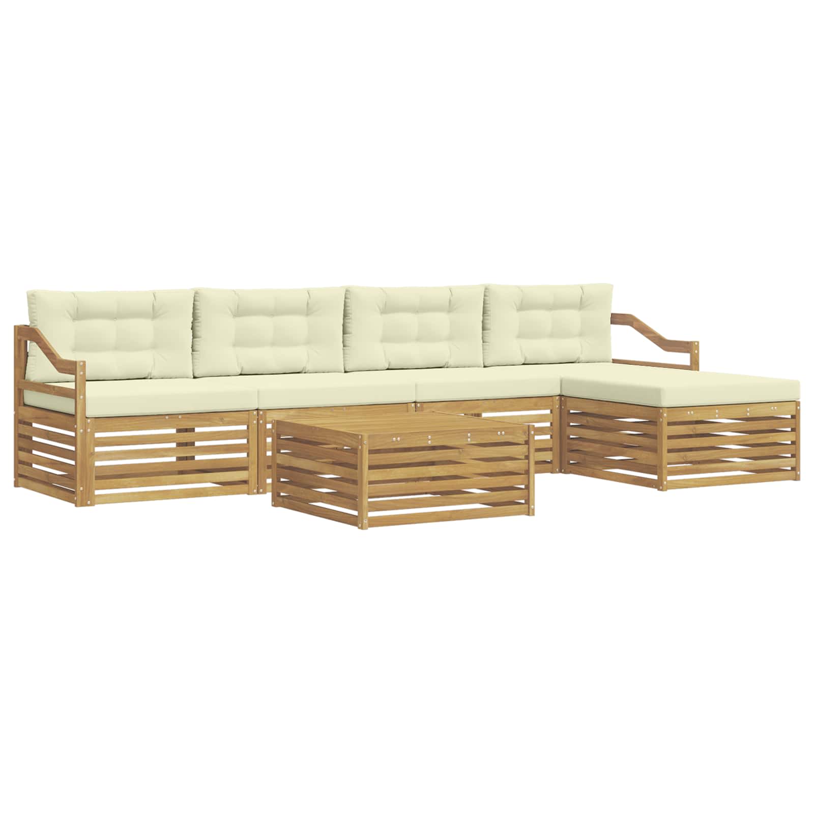 Σειρά Καναπέ Εξωτερικού 6 pcs Λευκό και Κρεμ 79 x 79 x 37 εκ - Pakobazaar