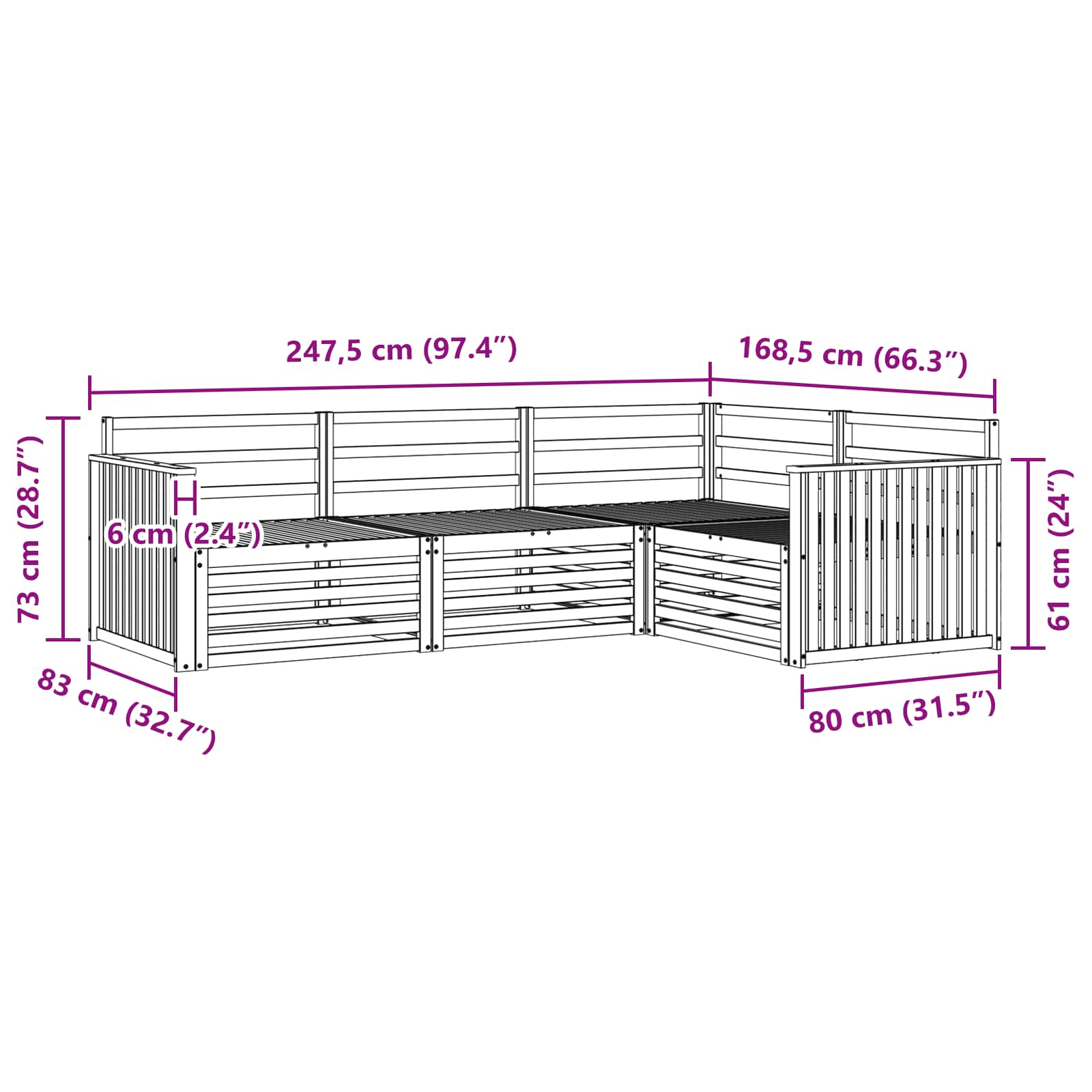 Σειρά Καναπέ Εξωτερικού 4 pcs Λευκό 247,5 x 168,5 x 73 εκ - Pakobazaar