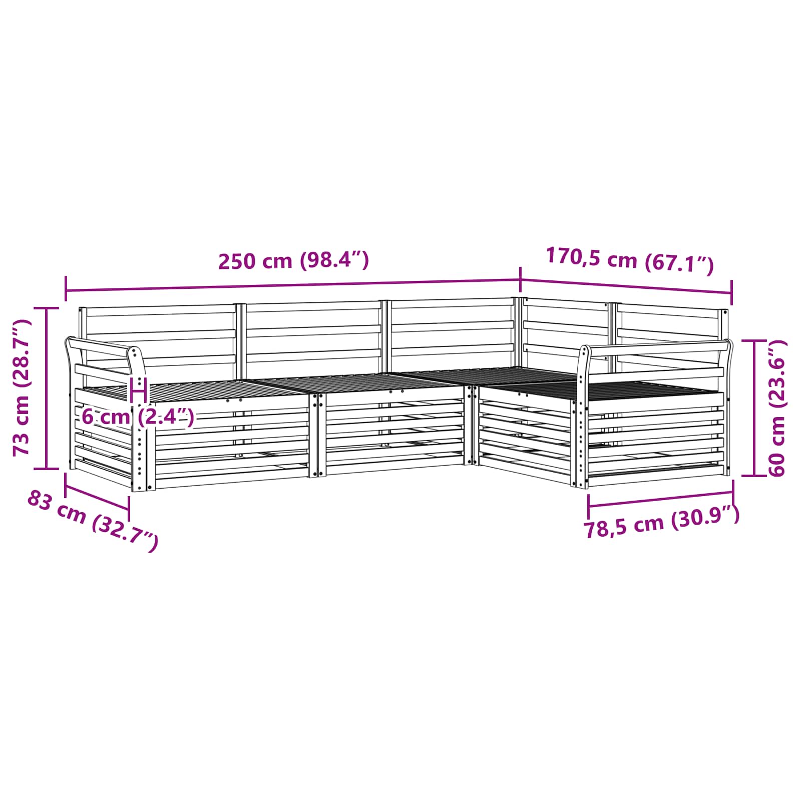 Σειρά Καναπέ Εξωτερικού 4 pcs Λευκό 250 x 170,5 x 73 εκ