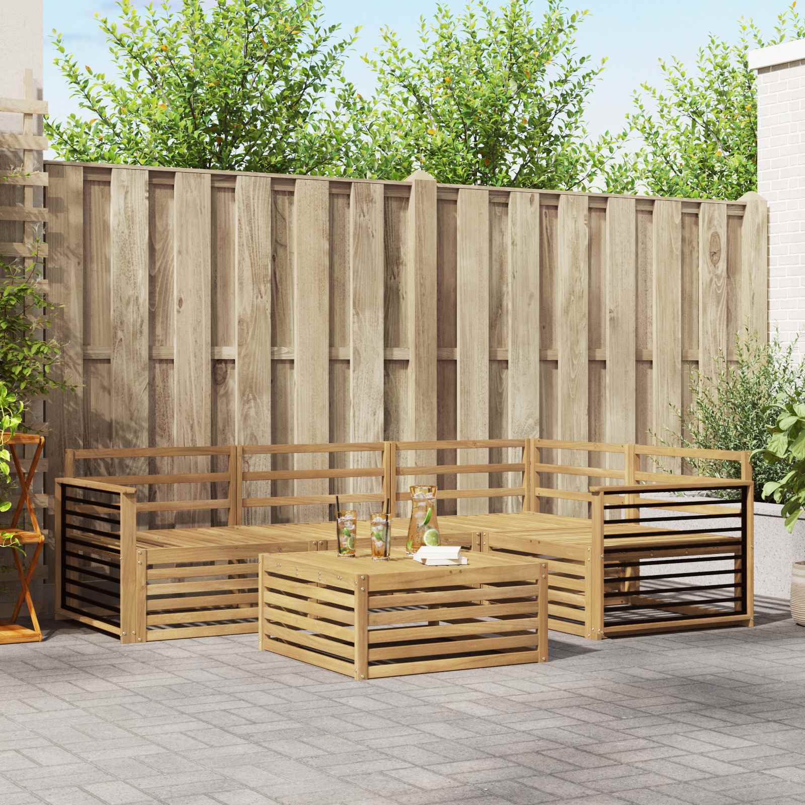 Σειρά Καναπέ Εξωτερικού 5 pcs Λευκό 79 x 79 x 37 εκ - Pakobazaar
