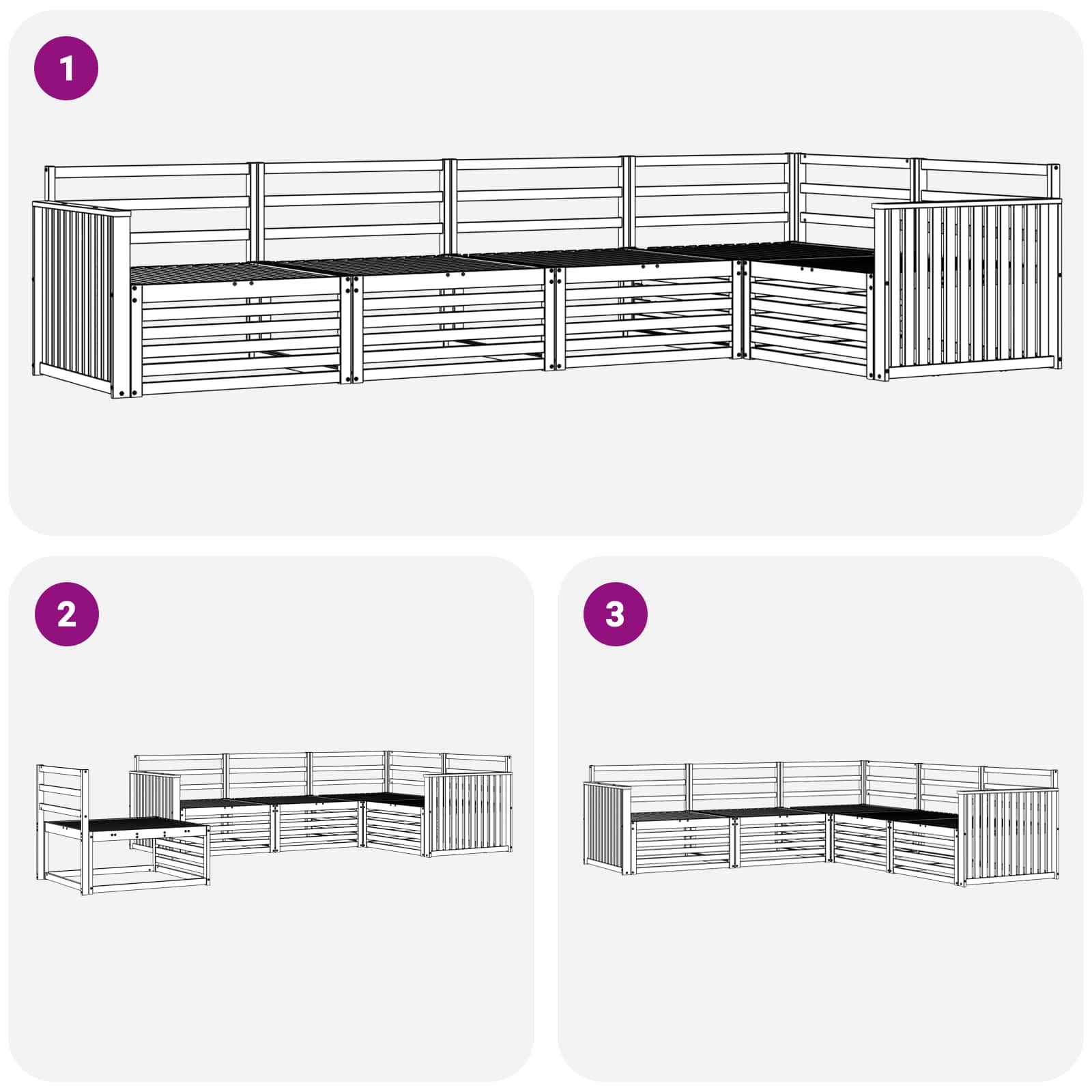 Σειρά Καναπέ Εξωτερικού 5 pcs Λευκό 327 x 168,5 x 73 cm - Pakobazaar