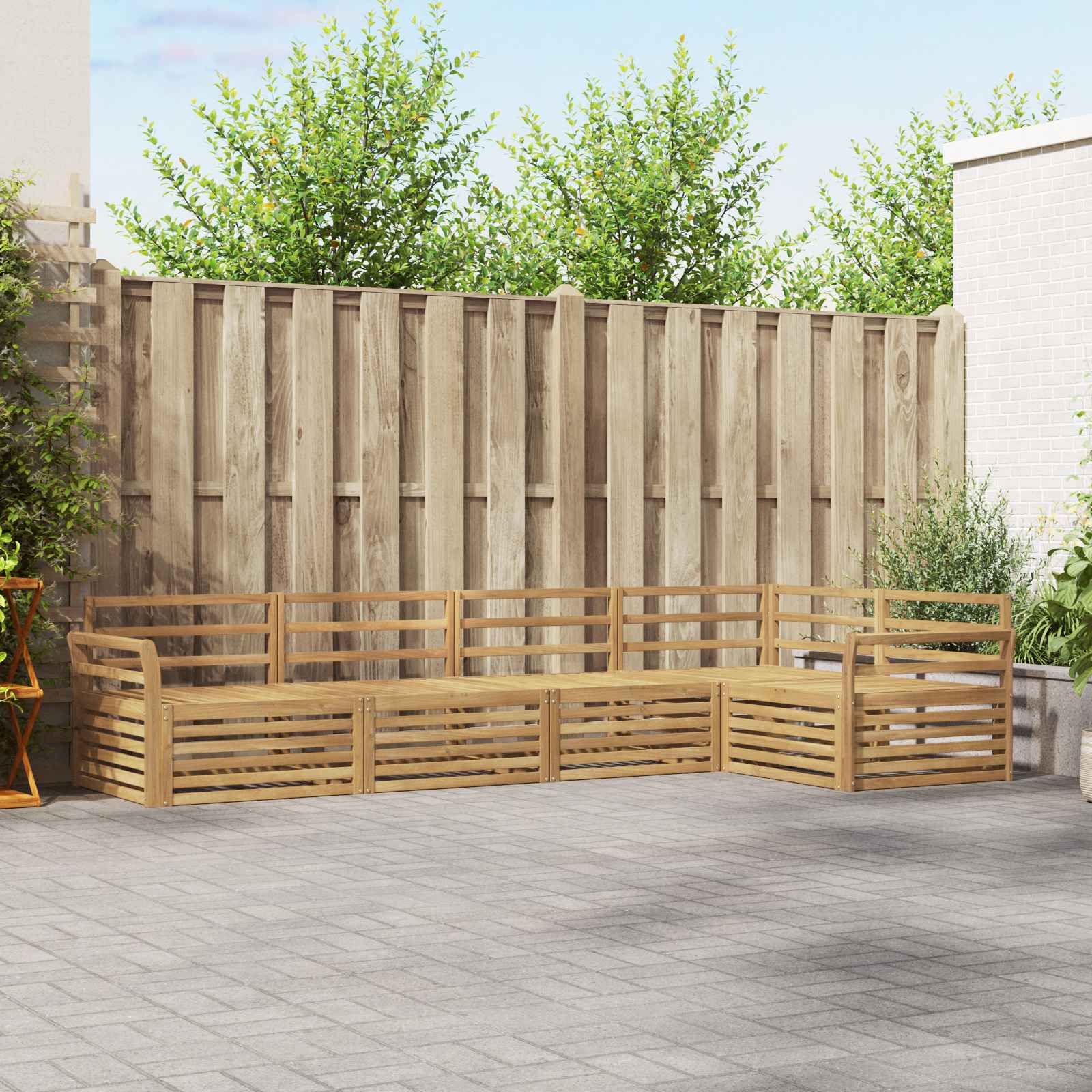 Σειρά Καναπέ Εξωτερικού 5 pcs Λευκό 329 x 170,5 x 73 cm