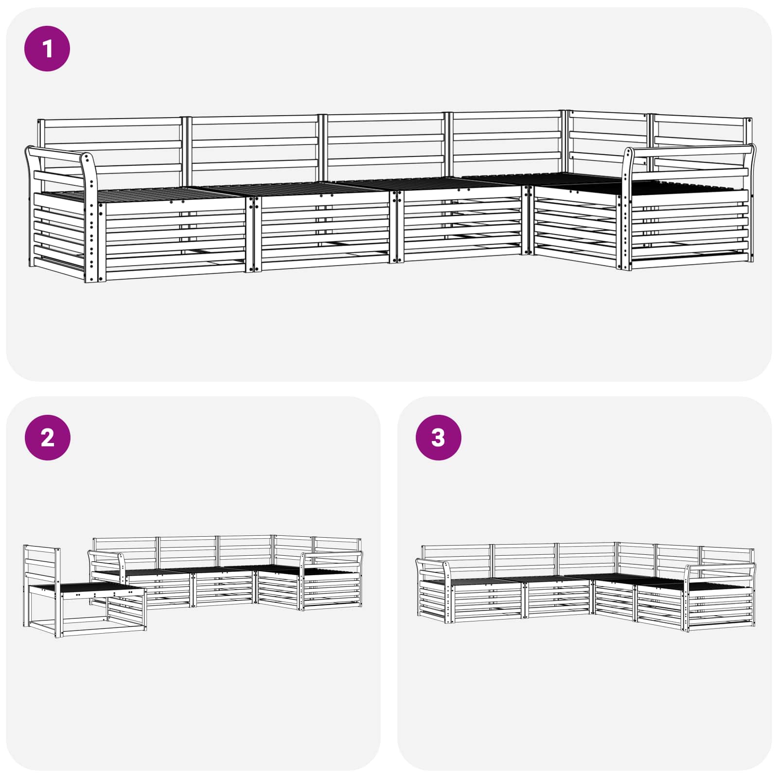 Σειρά Καναπέ Εξωτερικού 5 pcs Λευκό 329 x 170,5 x 73 cm