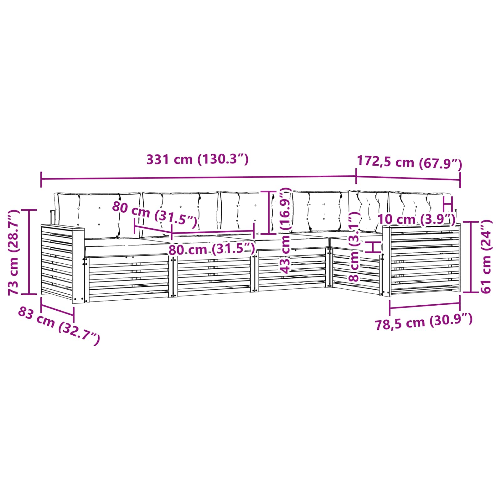 Σειρά Καναπέ Εξωτερικού 5 pcs Λευκό και Ανοιχτό Γκρι - Pakobazaar