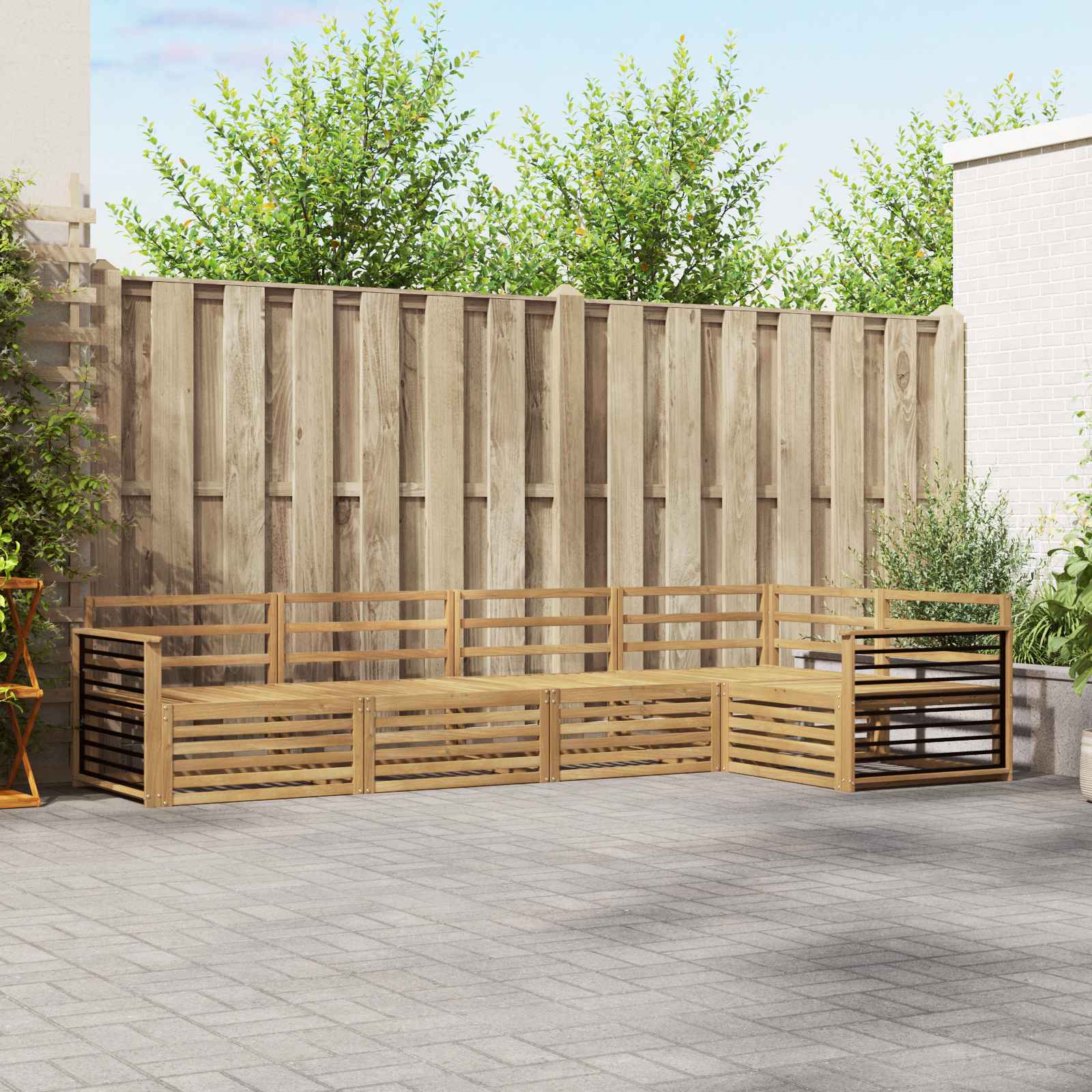 Σειρά Καναπέ Εξωτερικού 5 pcs Λευκό 327 x 168,5 x 73 cm - Pakobazaar