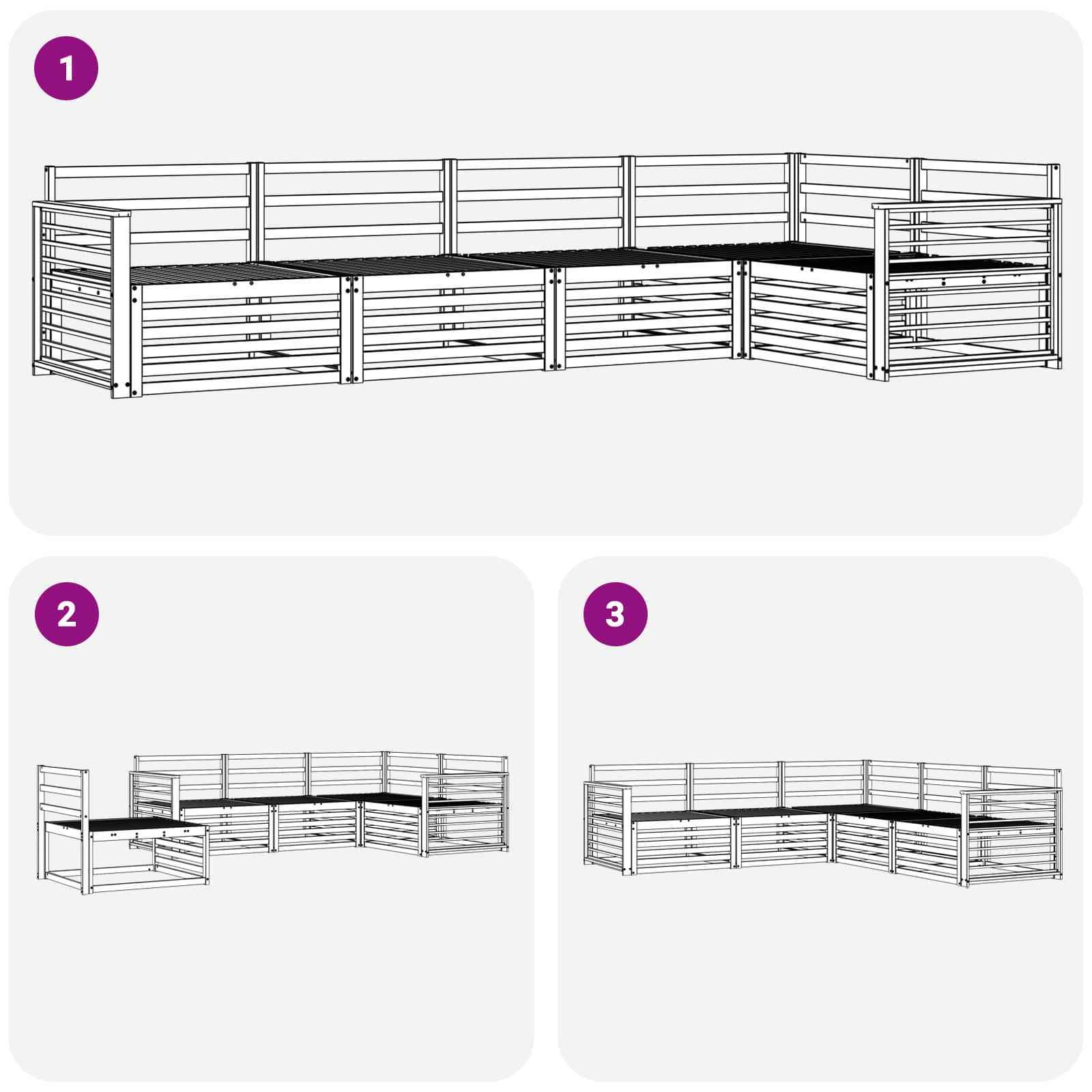 Σειρά Καναπέ Εξωτερικού 5 pcs Λευκό 327 x 168,5 x 73 cm - Pakobazaar