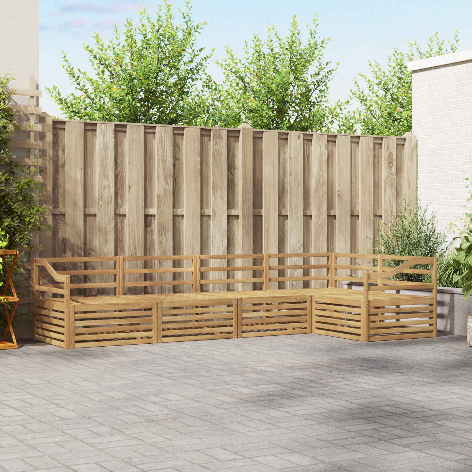Σειρά Καναπέ Εξωτερικού 5 pcs Λευκό 325 x 166,5 x 73 εκ - Pakobazaar