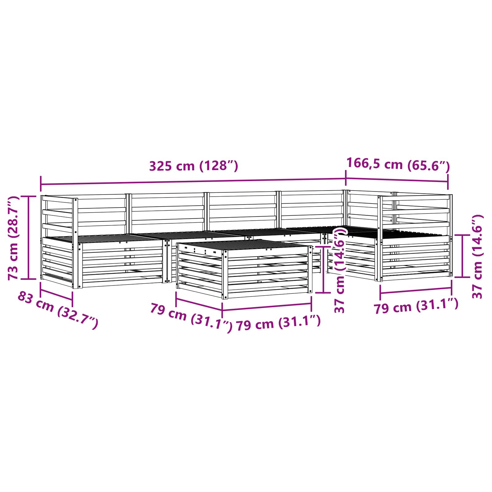 Σειρά Καναπέ Εξωτερικού 6 pcs Λευκό 79 x 79 x 37 εκ - Pakobazaar