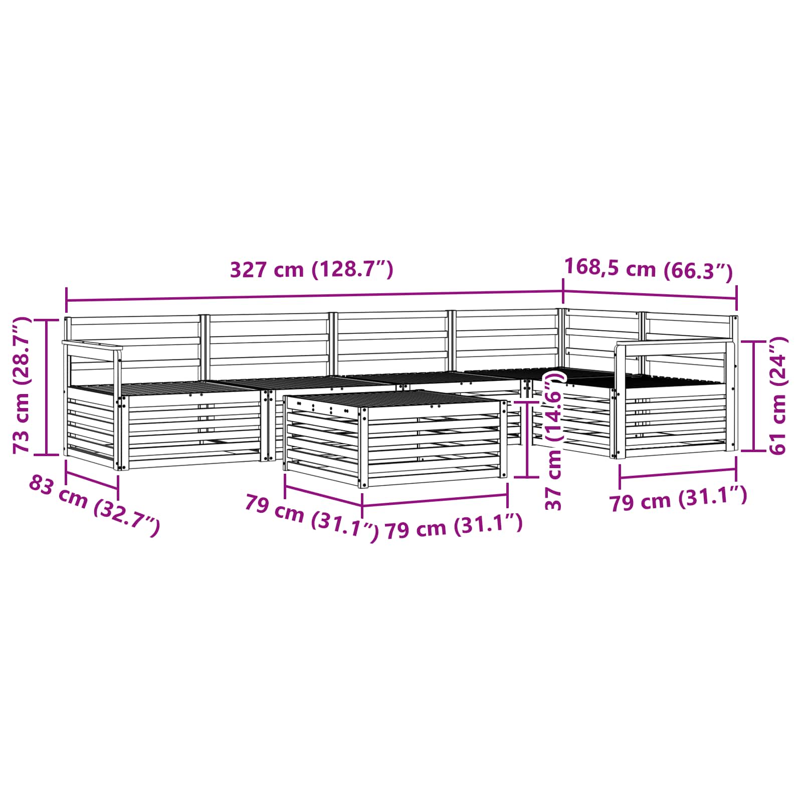 Σειρά Καναπέ Εξωτερικού 6 pcs Λευκό 79 x 79 x 37 εκ - Pakobazaar