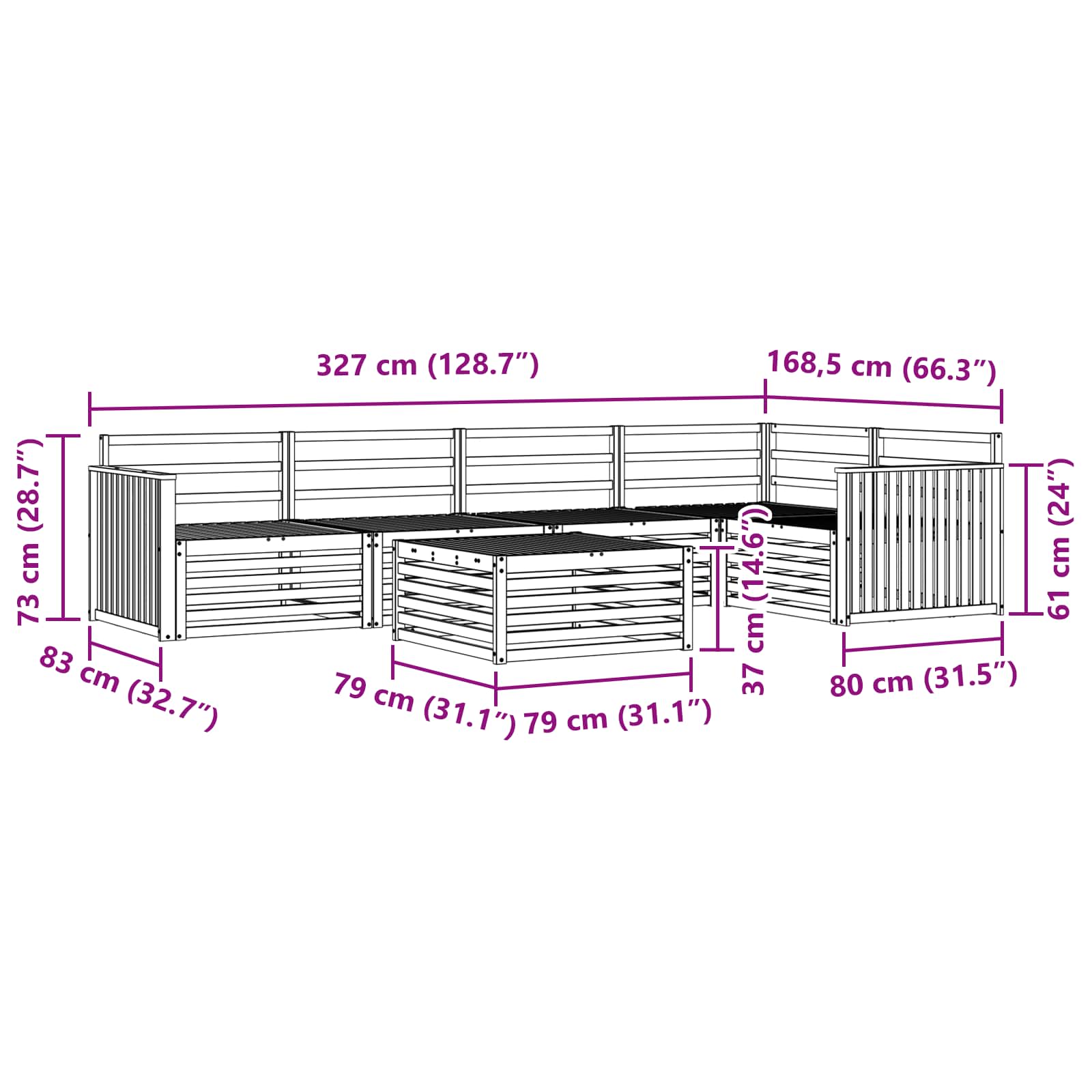 Σειρά Καναπέ Εξωτερικού 6 pcs Λευκό 79 x 79 x 37 εκ - Pakobazaar