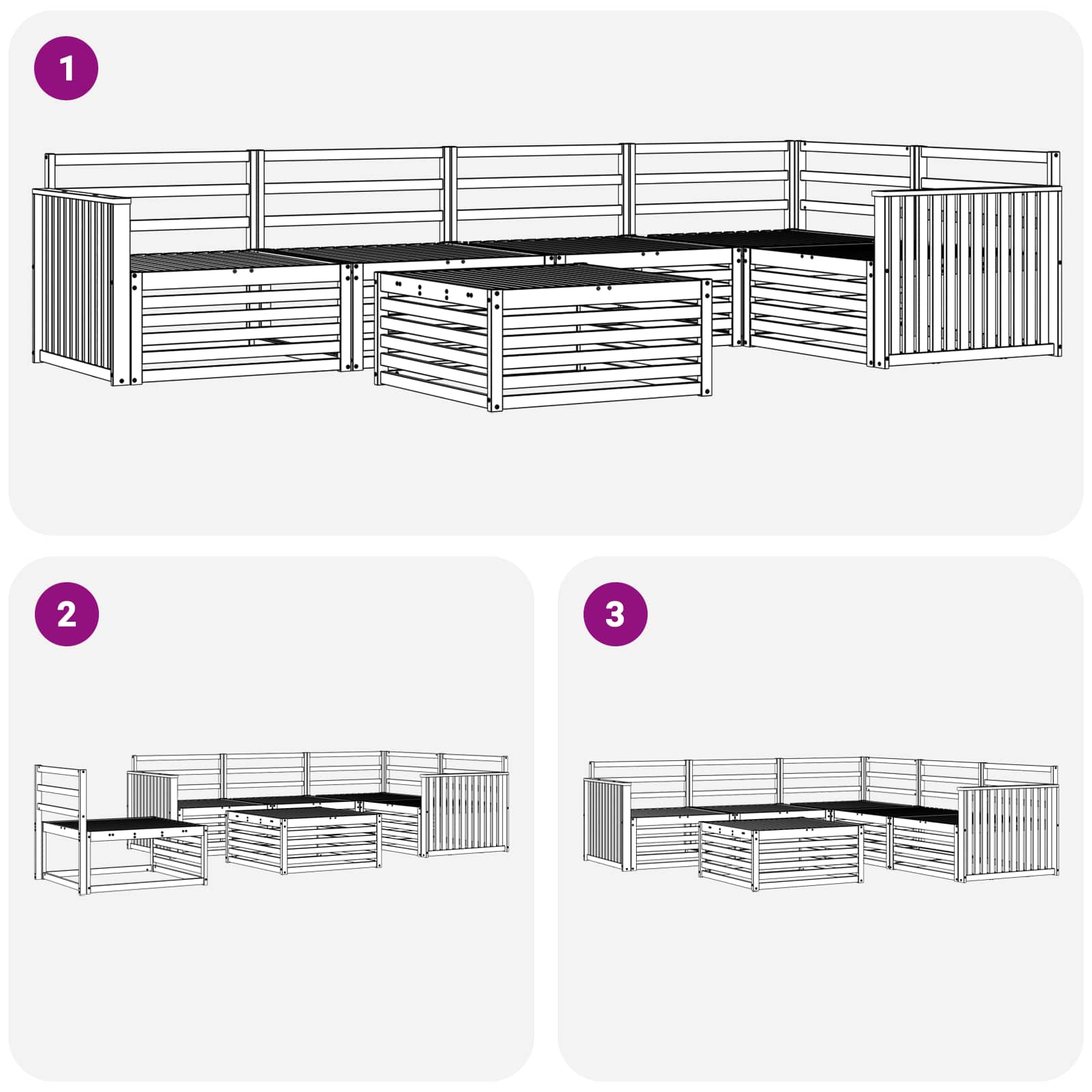 Σειρά Καναπέ Εξωτερικού 6 pcs Λευκό 79 x 79 x 37 εκ - Pakobazaar