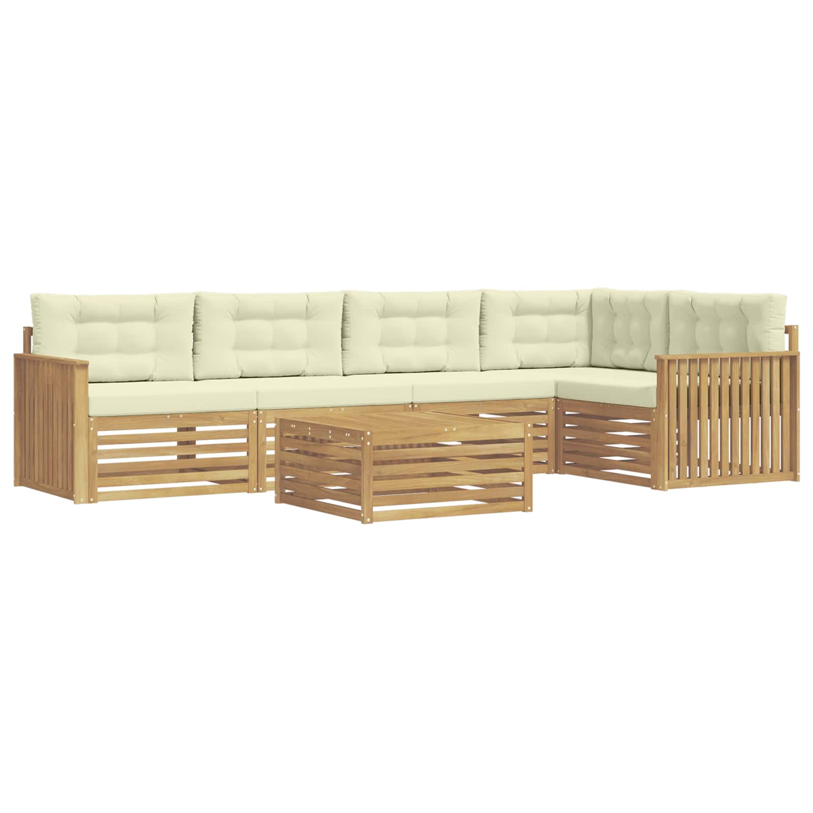 Σειρά Καναπέ Εξωτερικού 6 pcs Λευκό και Κρεμ 79 x 79 x 37 εκ - Pakobazaar