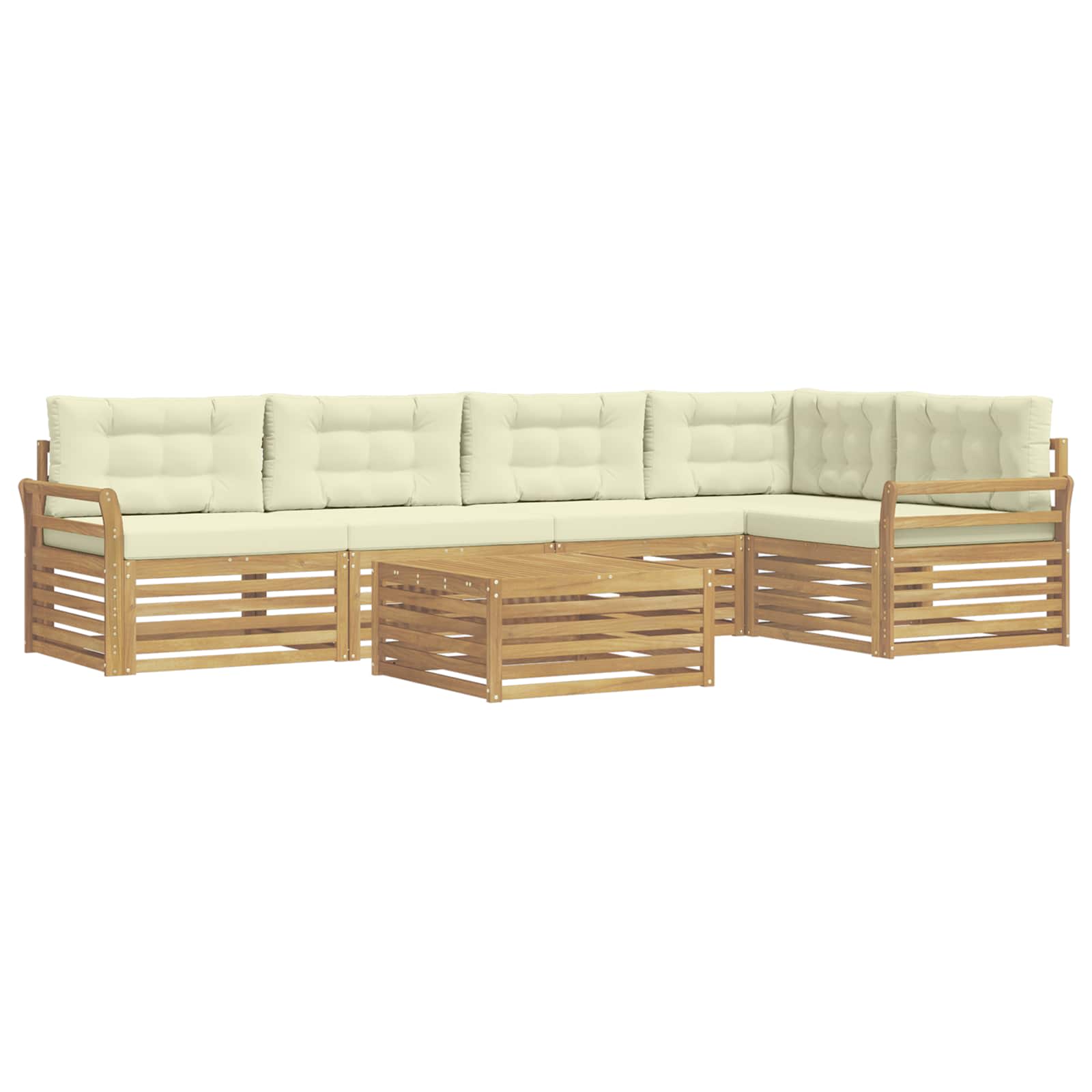 Σειρά Καναπέ Εξωτερικού 6 pcs Λευκό και Κρεμ 79 x 79 x 37 εκ - Pakobazaar