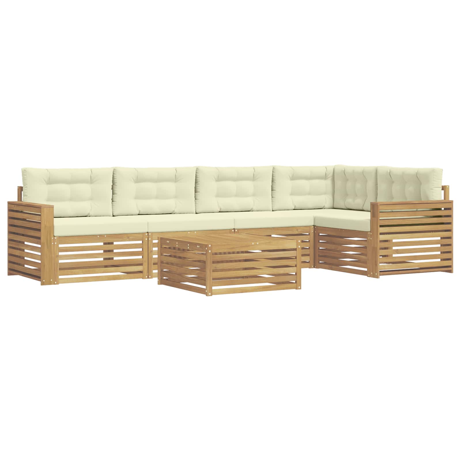 Σειρά Καναπέ Εξωτερικού 6 pcs Λευκό και Κρεμ 79 x 79 x 37 εκ - Pakobazaar