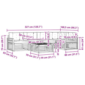 Σειρά Καναπέ Εξωτερικού 6 pcs Άσπρο και Ανθρακί Πολυεστέρας - Pakobazaar