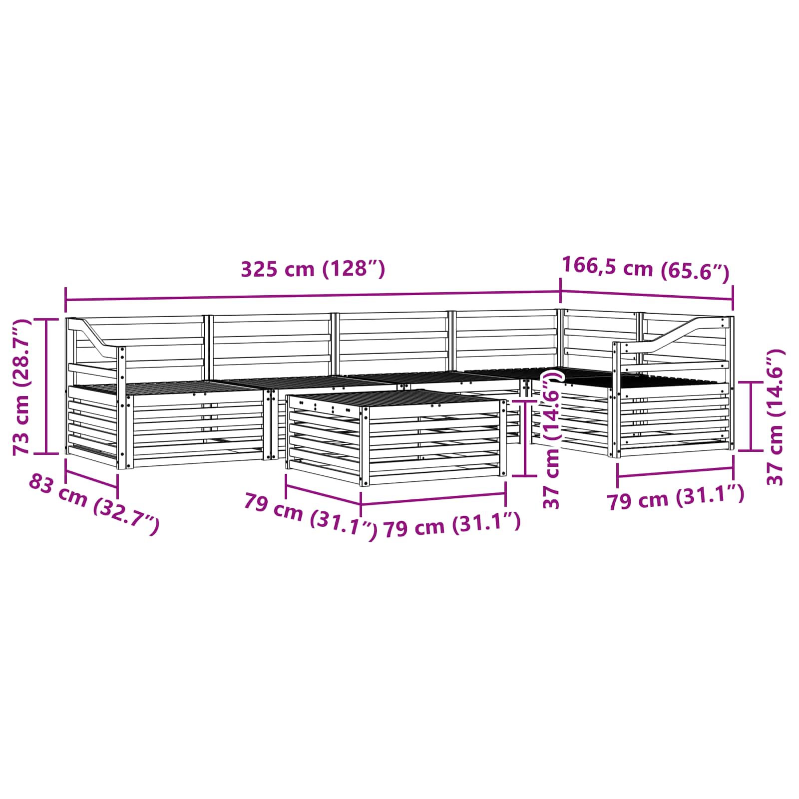 Σειρά Καναπέ Εξωτερικού 6 pcs Λευκό 79 x 79 x 37 εκ - Pakobazaar