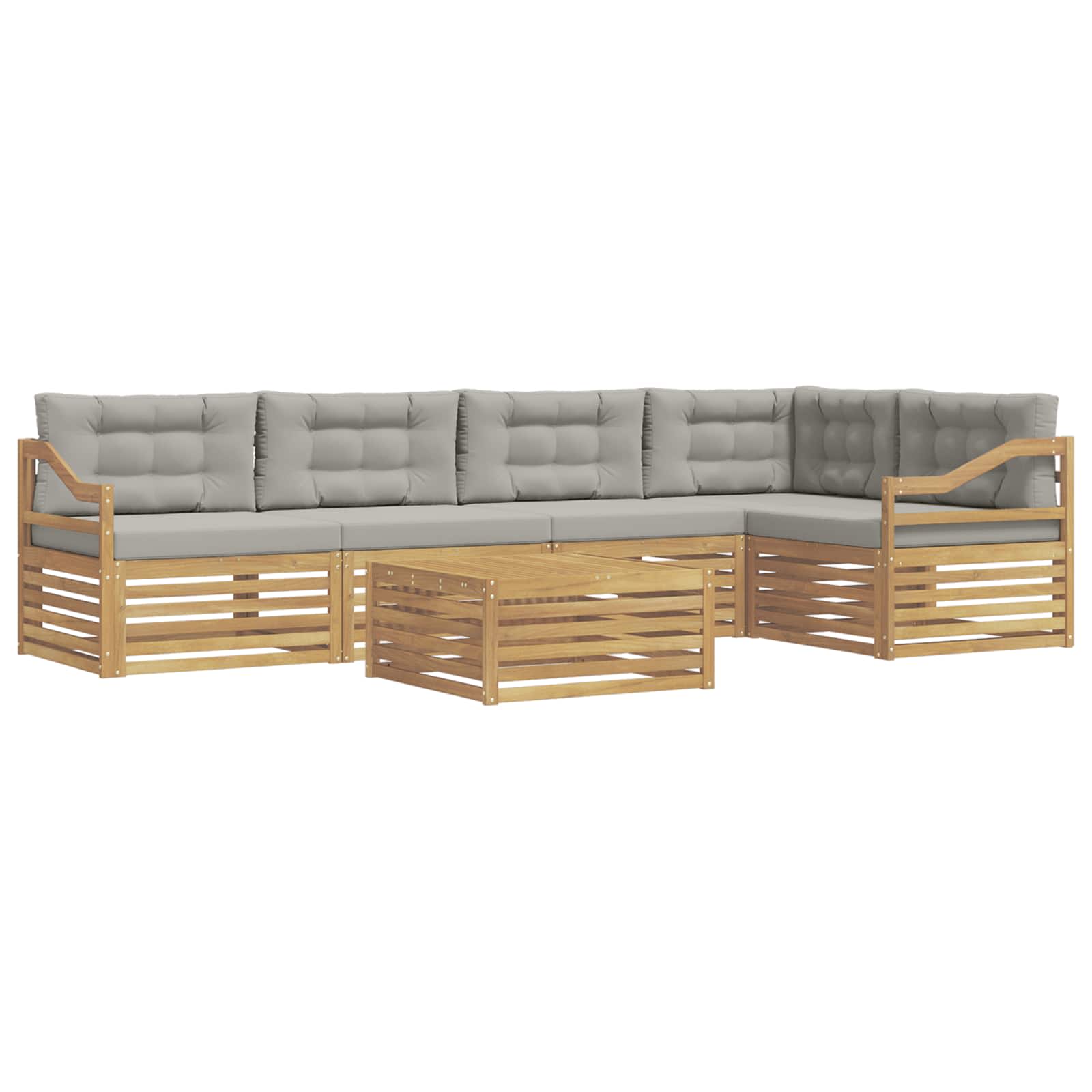 Σειρά Καναπέ Εξωτερικού 6 pcs Λευκό και Ανοιχτό Γκρι - Pakobazaar
