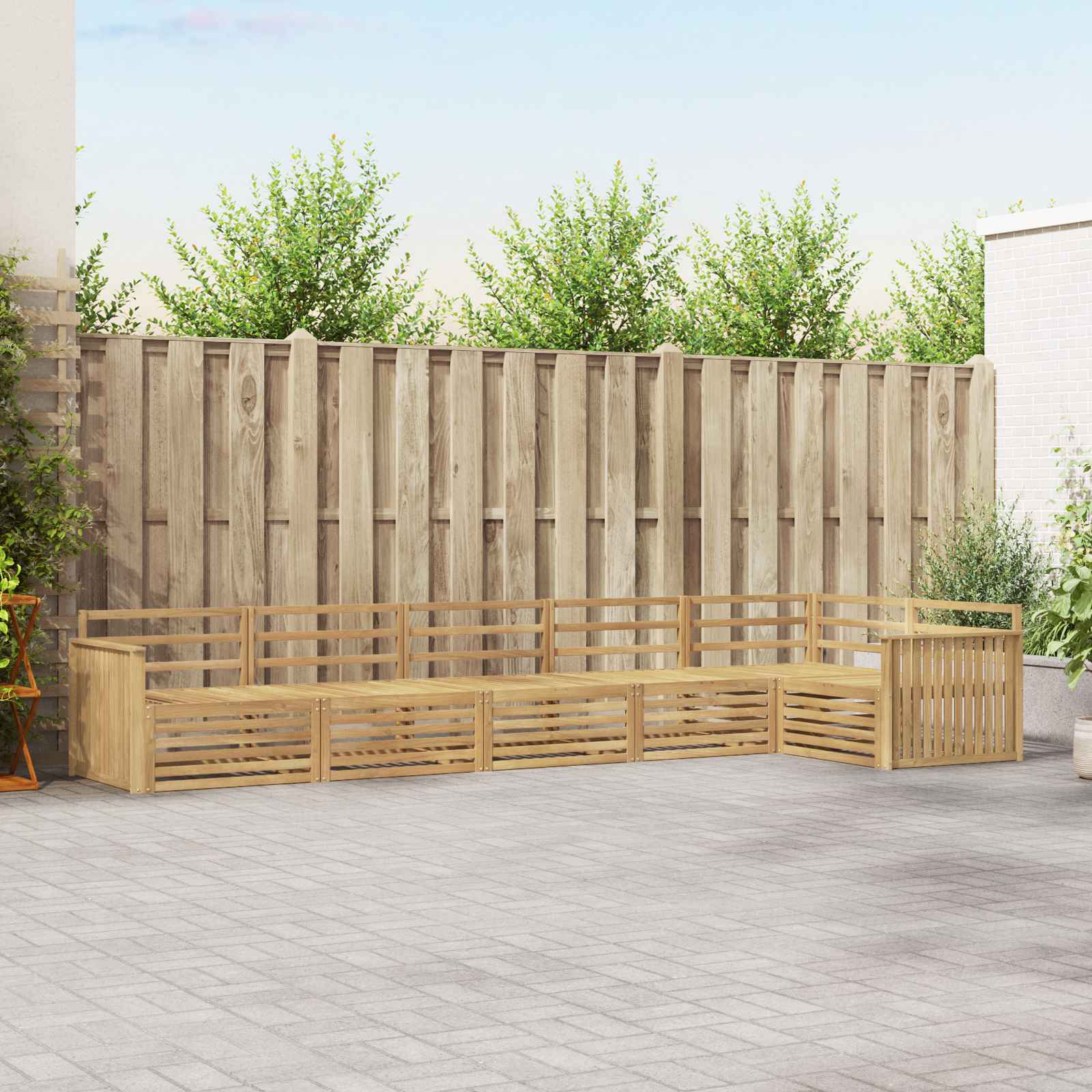 Σειρά Καναπέ Εξωτερικού 6 pcs Λευκό 406 x 168,5 x 73 εκ. - Pakobazaar