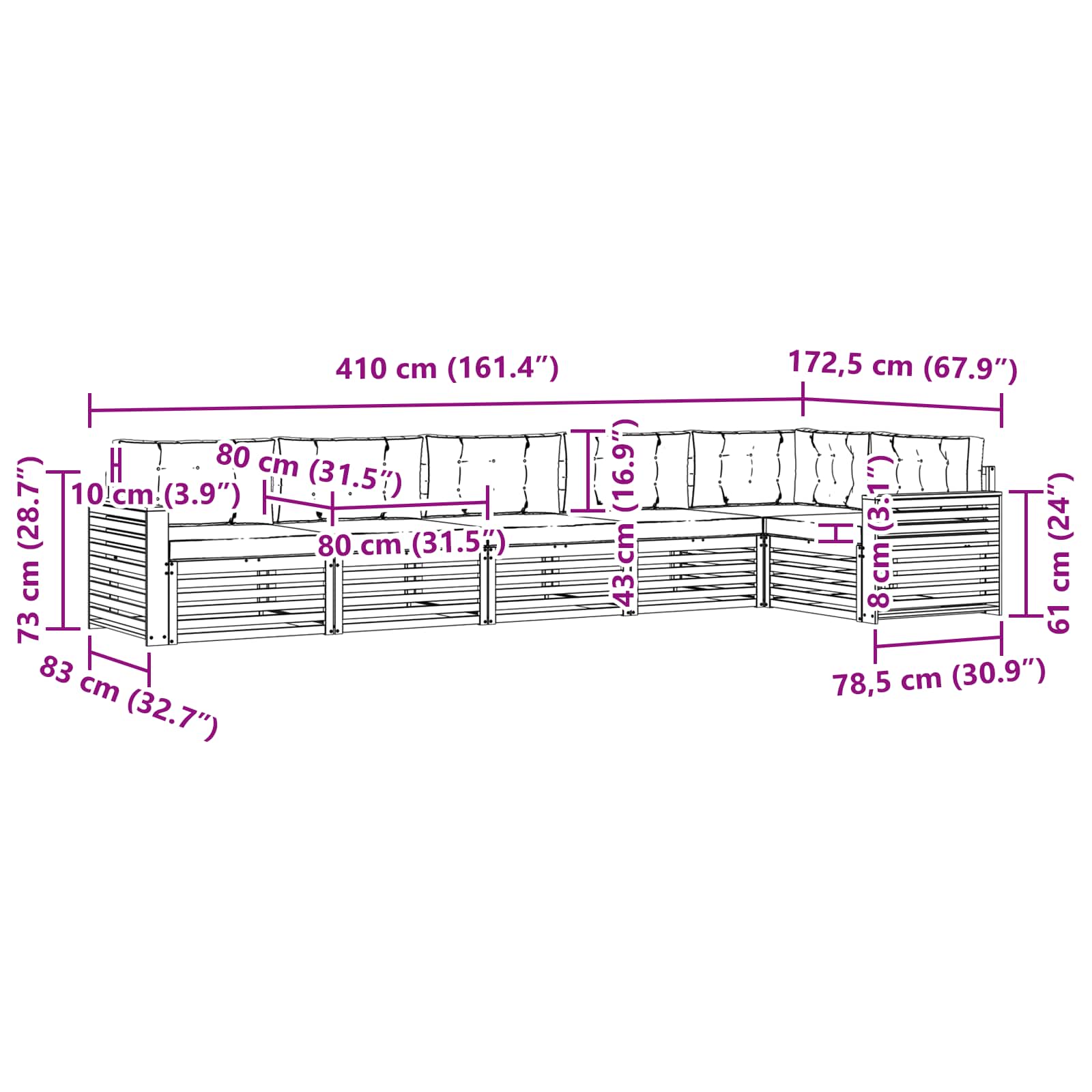 Σειρά Καναπέ Εξωτερικού 6 pcs Λευκό και Ανοιχτό Γκρι - Pakobazaar