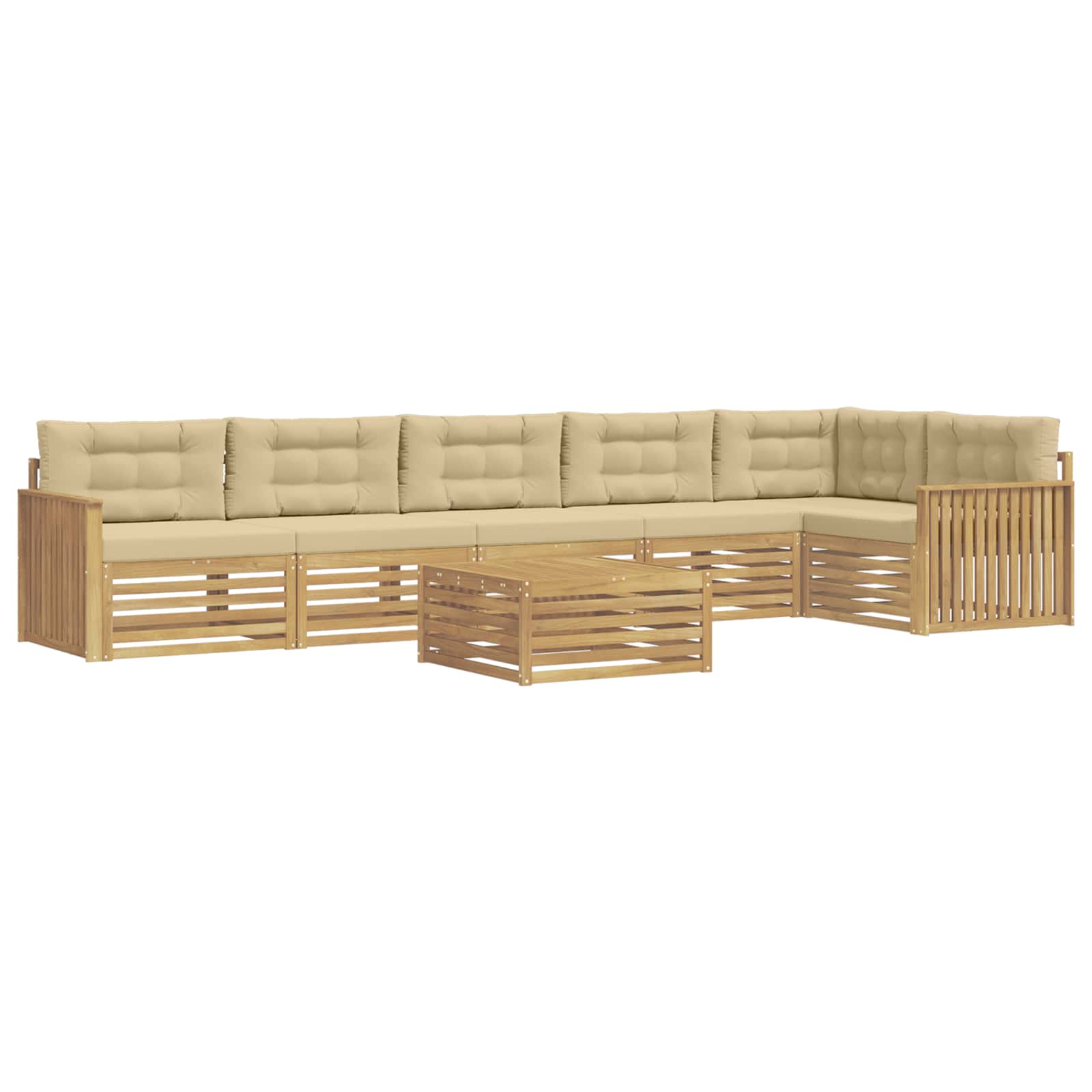 Σειρά Καναπέ Εξωτερικού 7 pcs Λευκό και Μπεζ 79 x 79 x 37 εκ - Pakobazaar